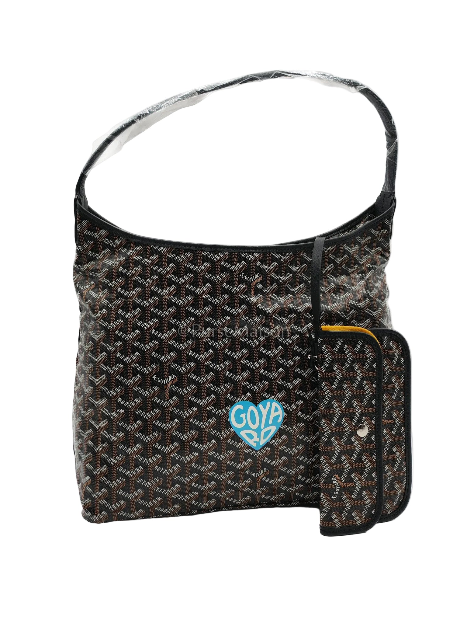 Boheme PM in Black Coeur Goyardine Canvas Hobo Bag | Purse Maison Luxury Bags Shop