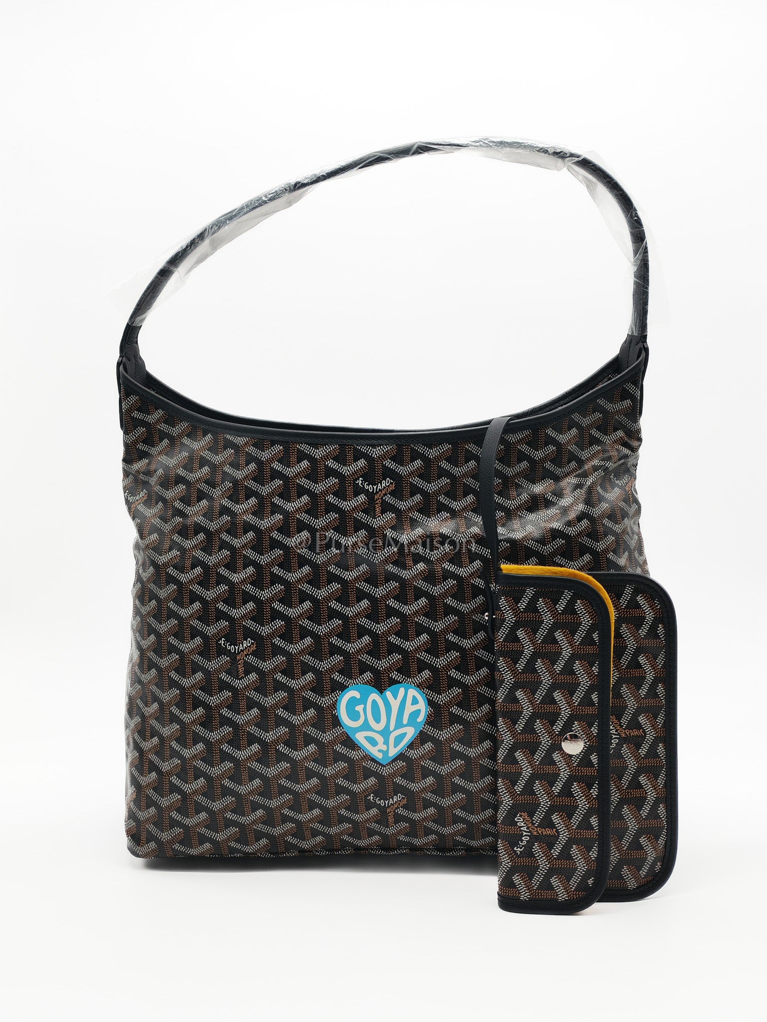 Boheme PM in Black Coeur Goyardine Canvas Hobo Bag | Purse Maison Luxury Bags Shop