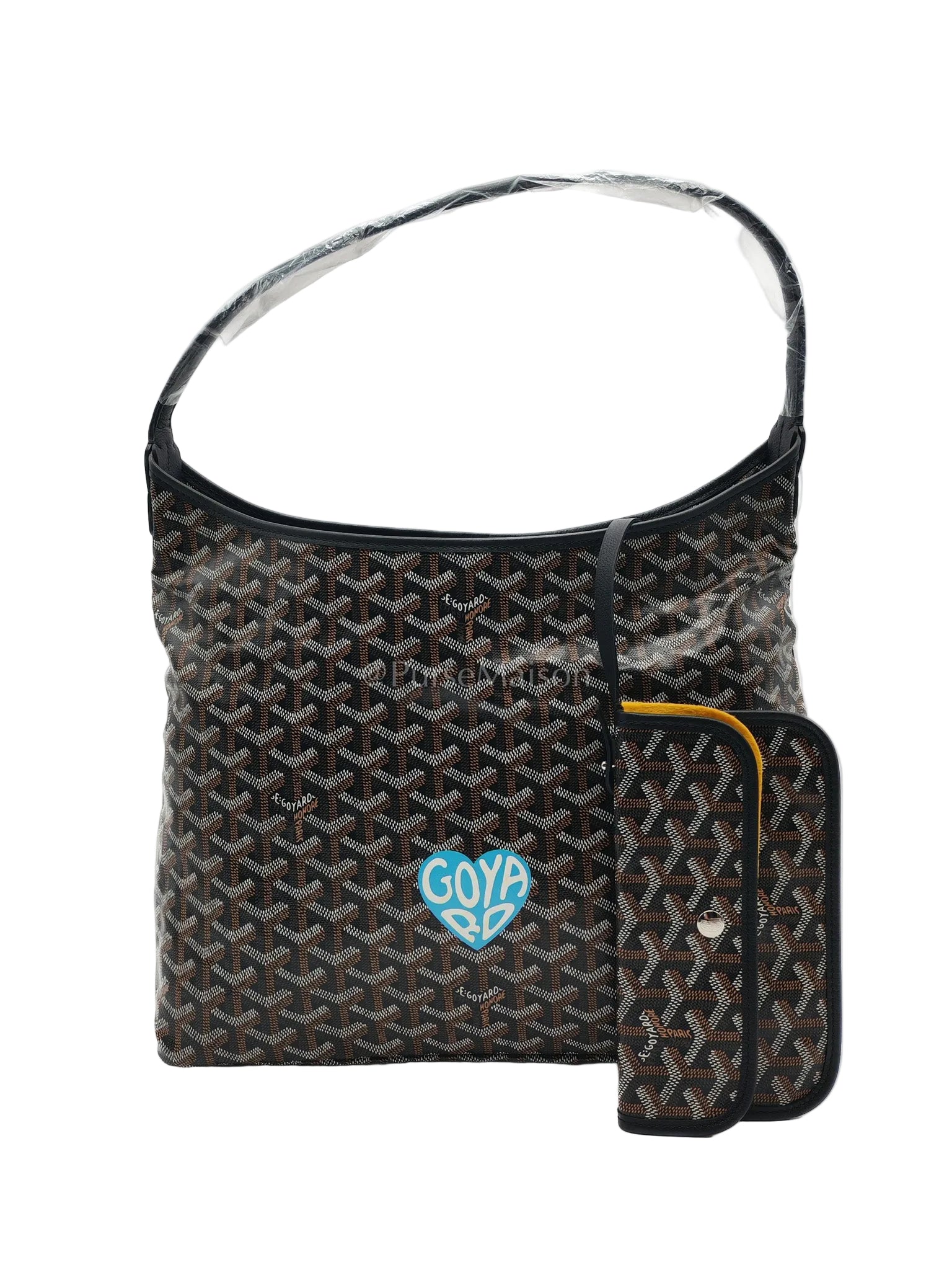 Boheme PM in Black Coeur Goyardine Canvas Hobo Bag | Purse Maison Luxury Bags Shop