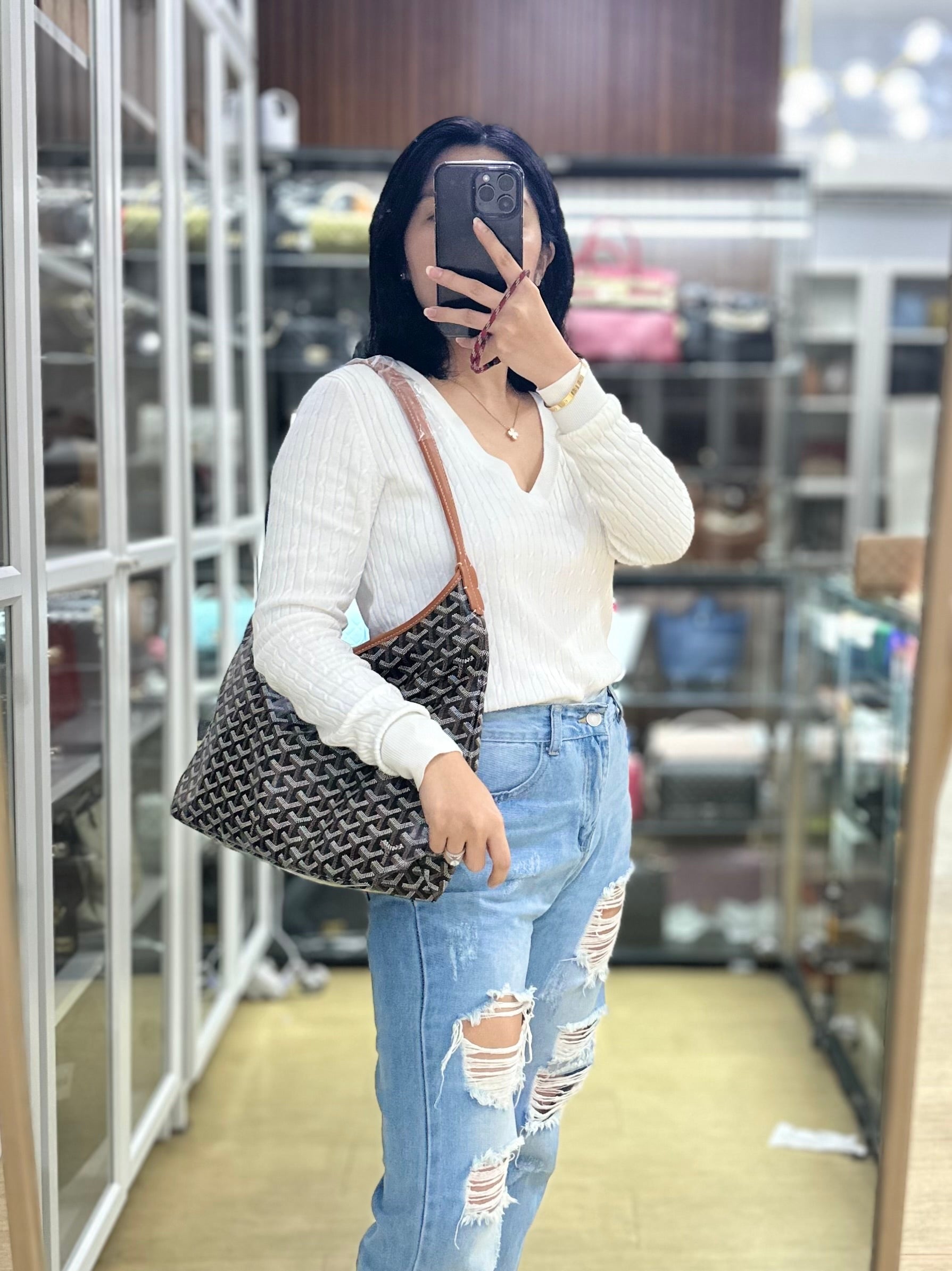 Goyard Boheme Hobo Black and Tan | Purse Maison Luxury Bags Shop