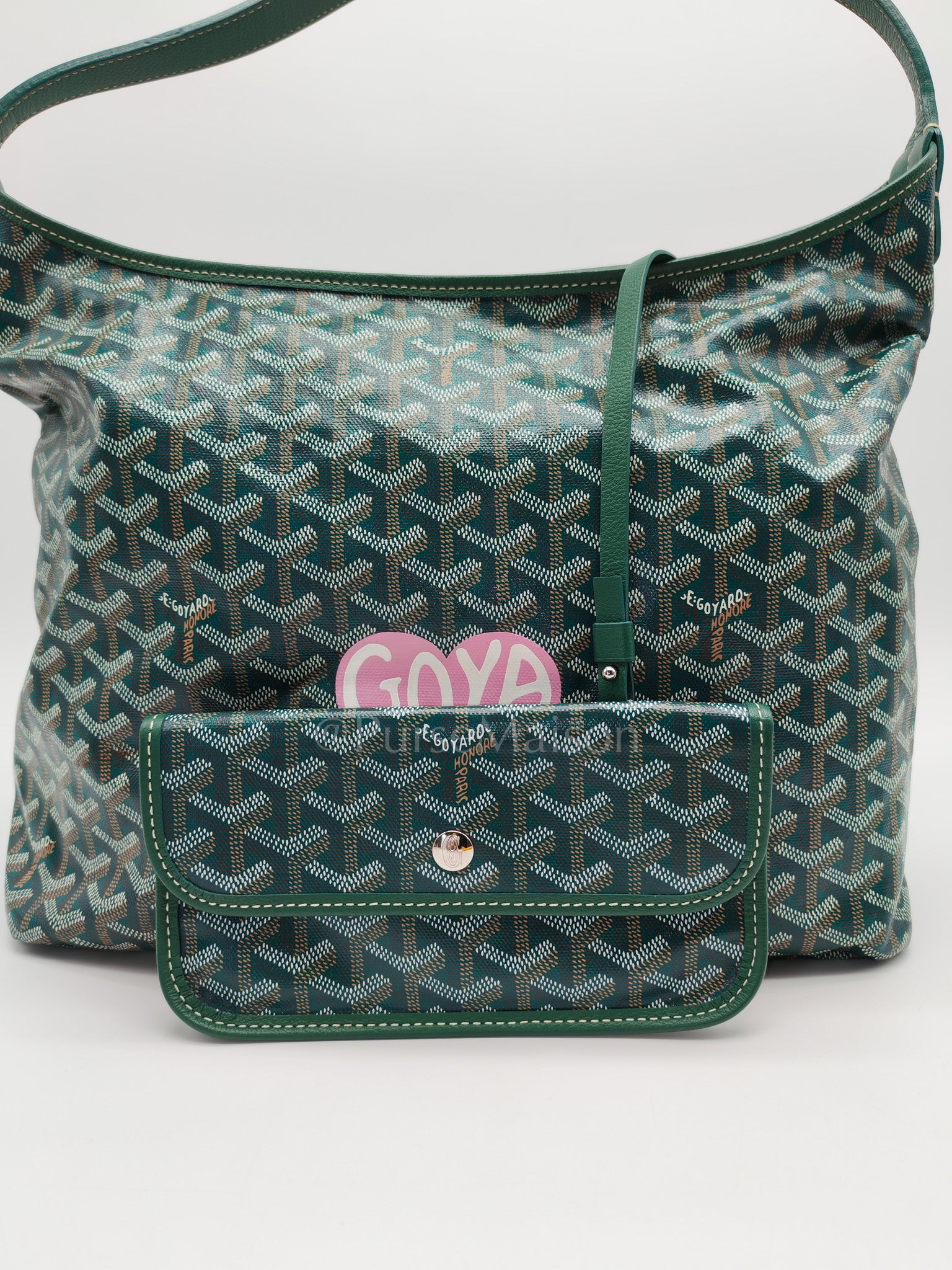 Boheme Hobo Bag PM in Green Coeur Goyardine Coated Canvas