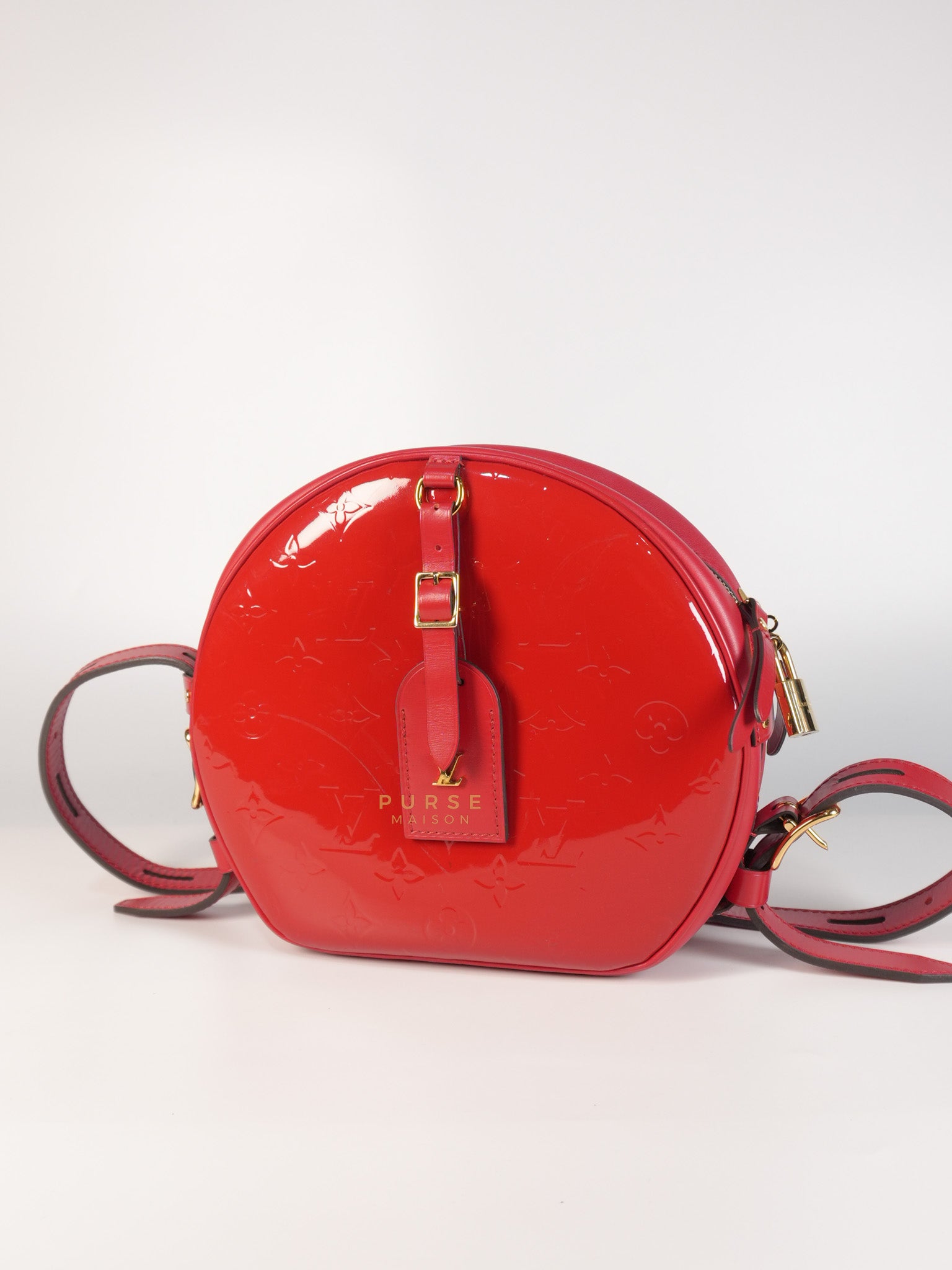 Boite Chapeau Souple MM in Vernis Rouge (Date Code: PL1189) | Purse Maison Luxury Bags Shop