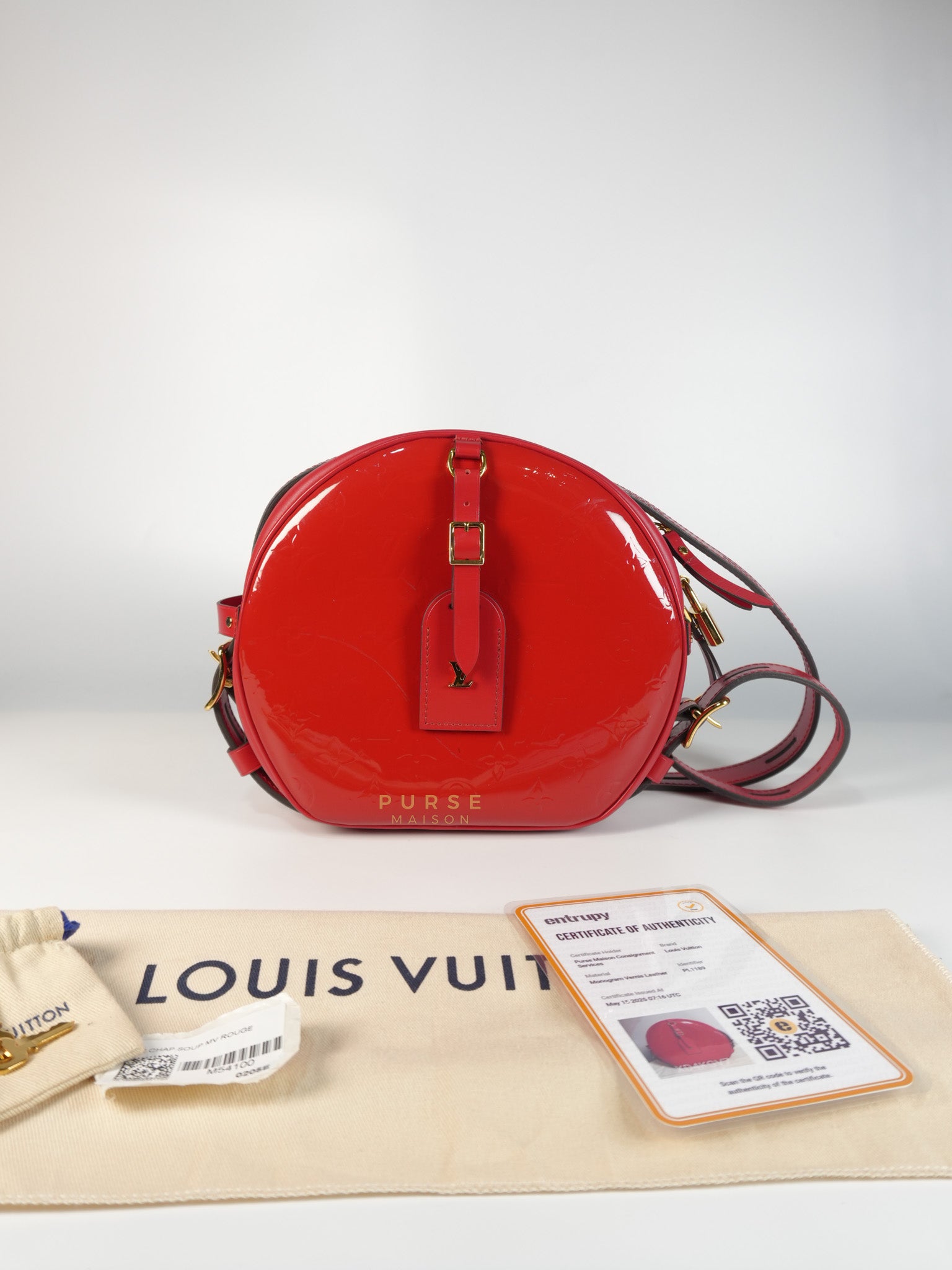 Boite Chapeau Souple MM in Vernis Rouge (Date Code: PL1189) | Purse Maison Luxury Bags Shop