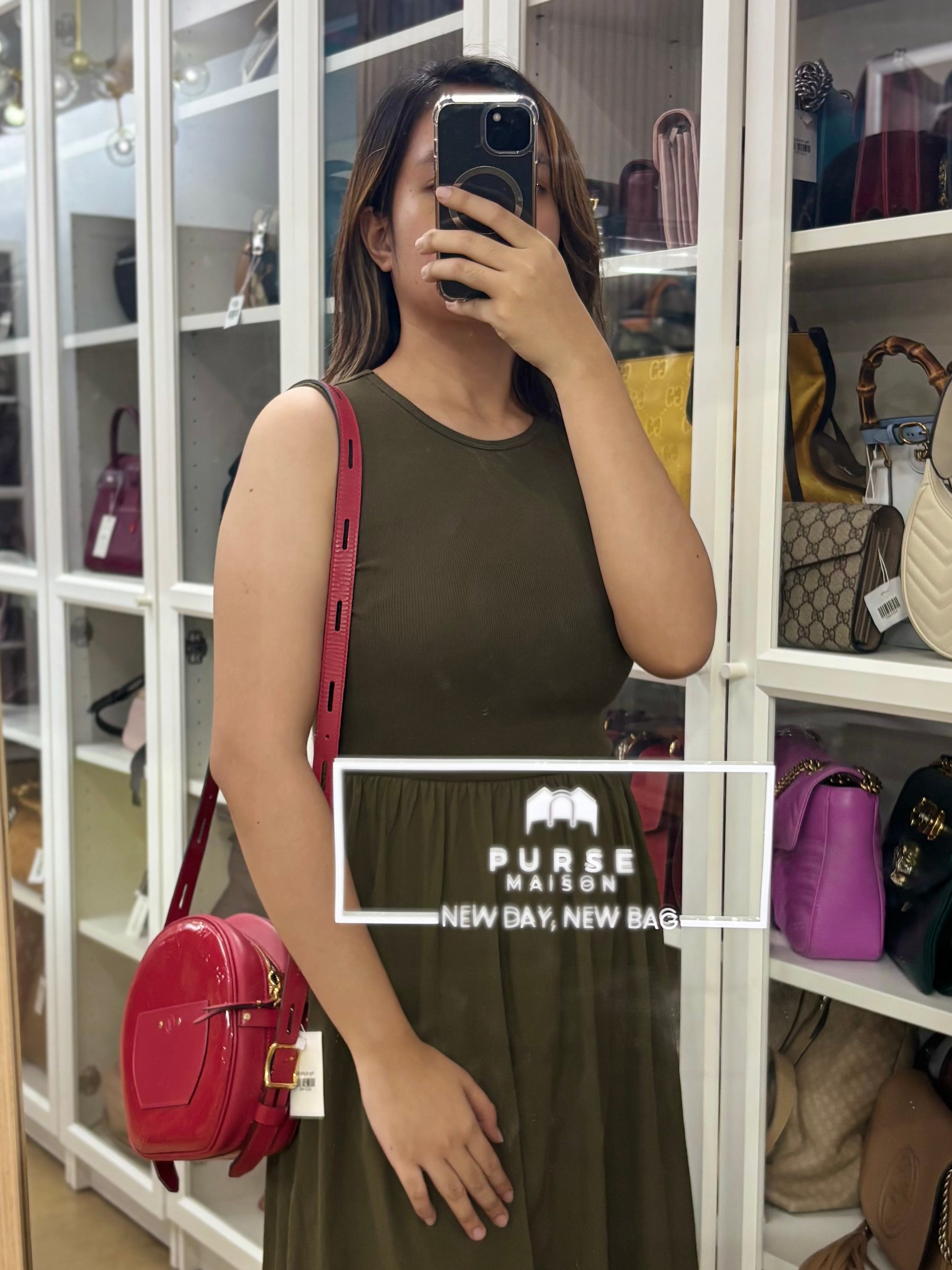 Boite Chapeau Souple MM in Vernis Rouge (Date Code: PL1189) | Purse Maison Luxury Bags Shop