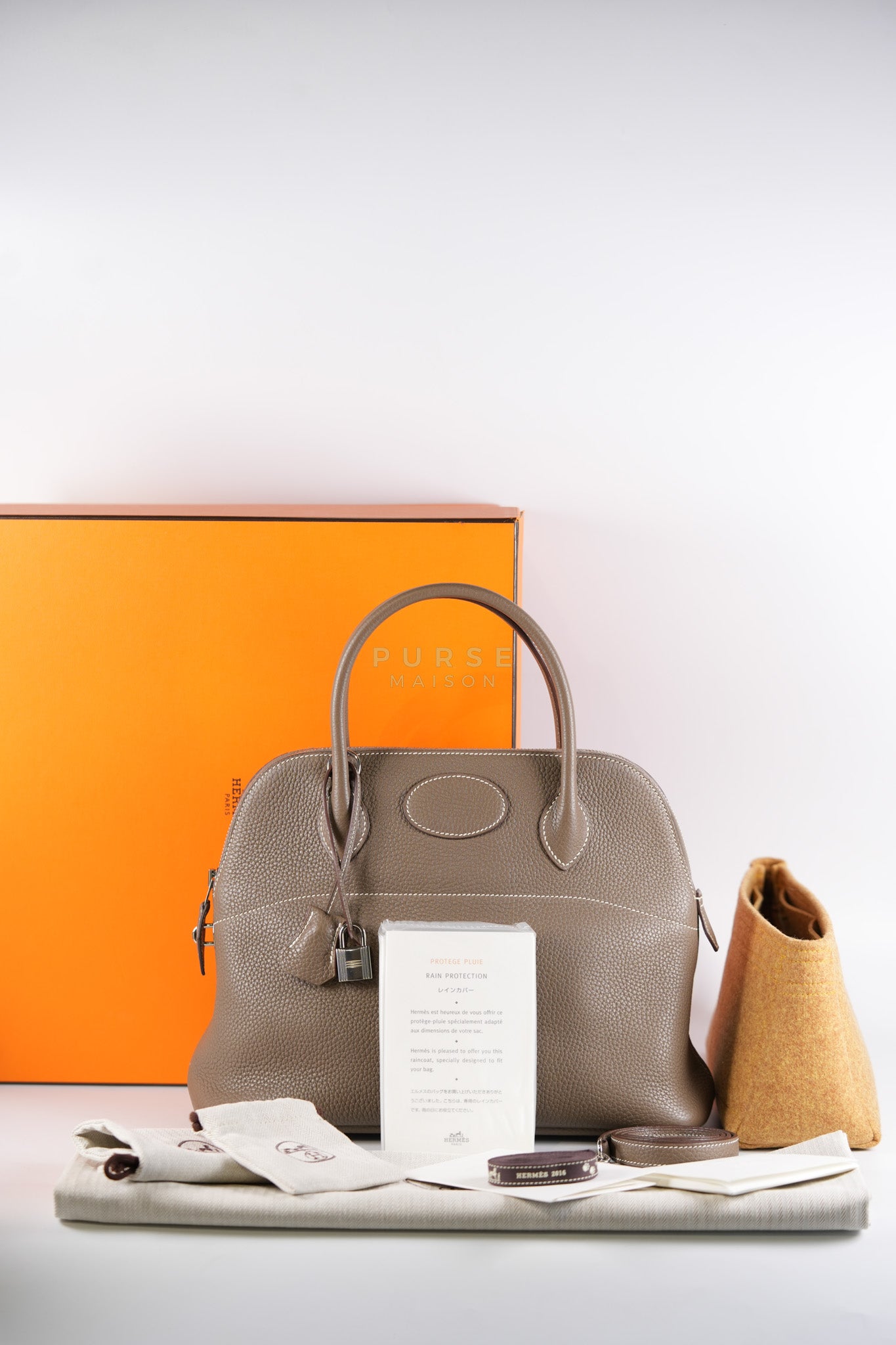 Bolide 31 in Etoupe Taurillon Clemence Leather Palladium Hardware Stamp X(2016) | Purse Maison Luxury Bags Shop