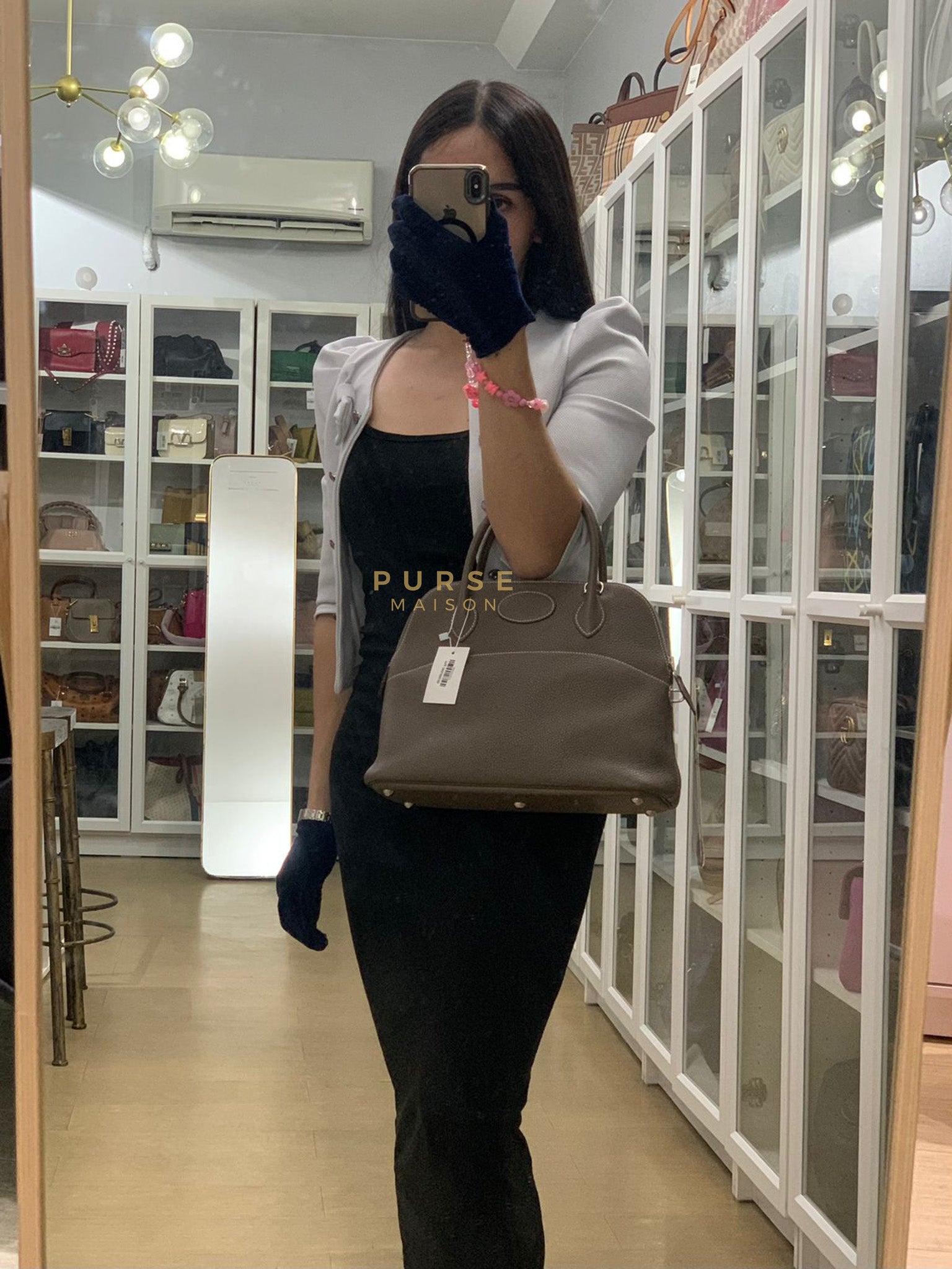 Bolide 31 in Etoupe Taurillon Clemence Leather Palladium Hardware Stamp X(2016) | Purse Maison Luxury Bags Shop