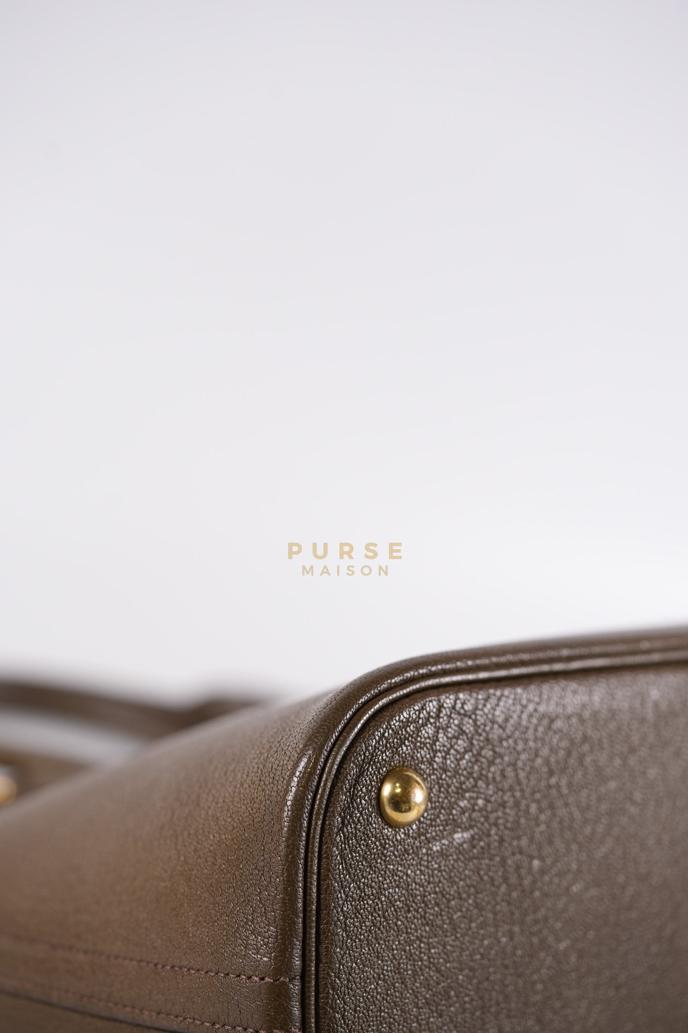 Bolide 35 in Dark Toupe Chèvre Mysore Leather Gold Hardware Stamp F Square(2002) | Purse Maison Luxury Bags Shop