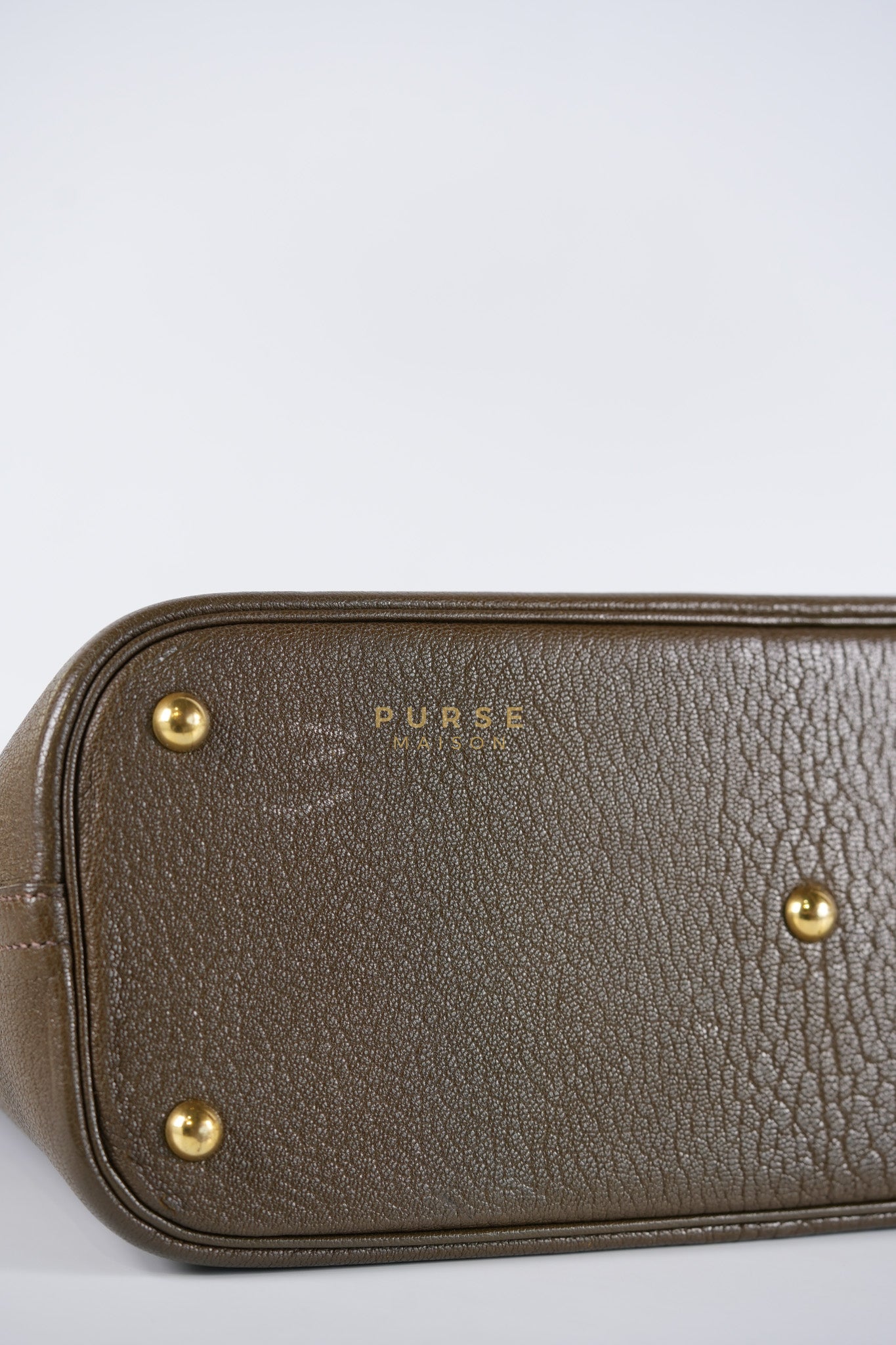 Bolide 35 in Dark Toupe Chèvre Mysore Leather Gold Hardware Stamp F Square(2002) | Purse Maison Luxury Bags Shop