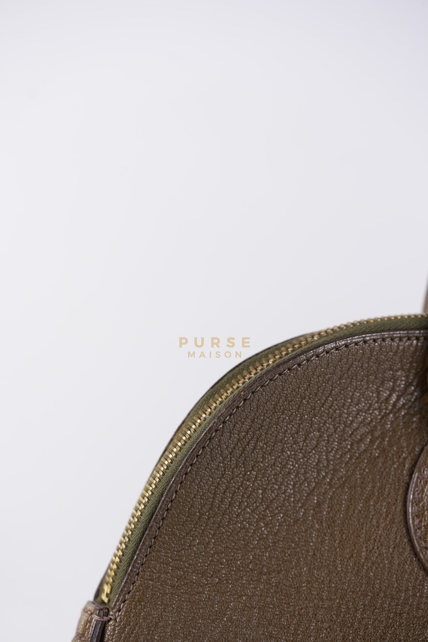 Bolide 35 in Dark Toupe Chèvre Mysore Leather Gold Hardware Stamp F Square(2002) | Purse Maison Luxury Bags Shop