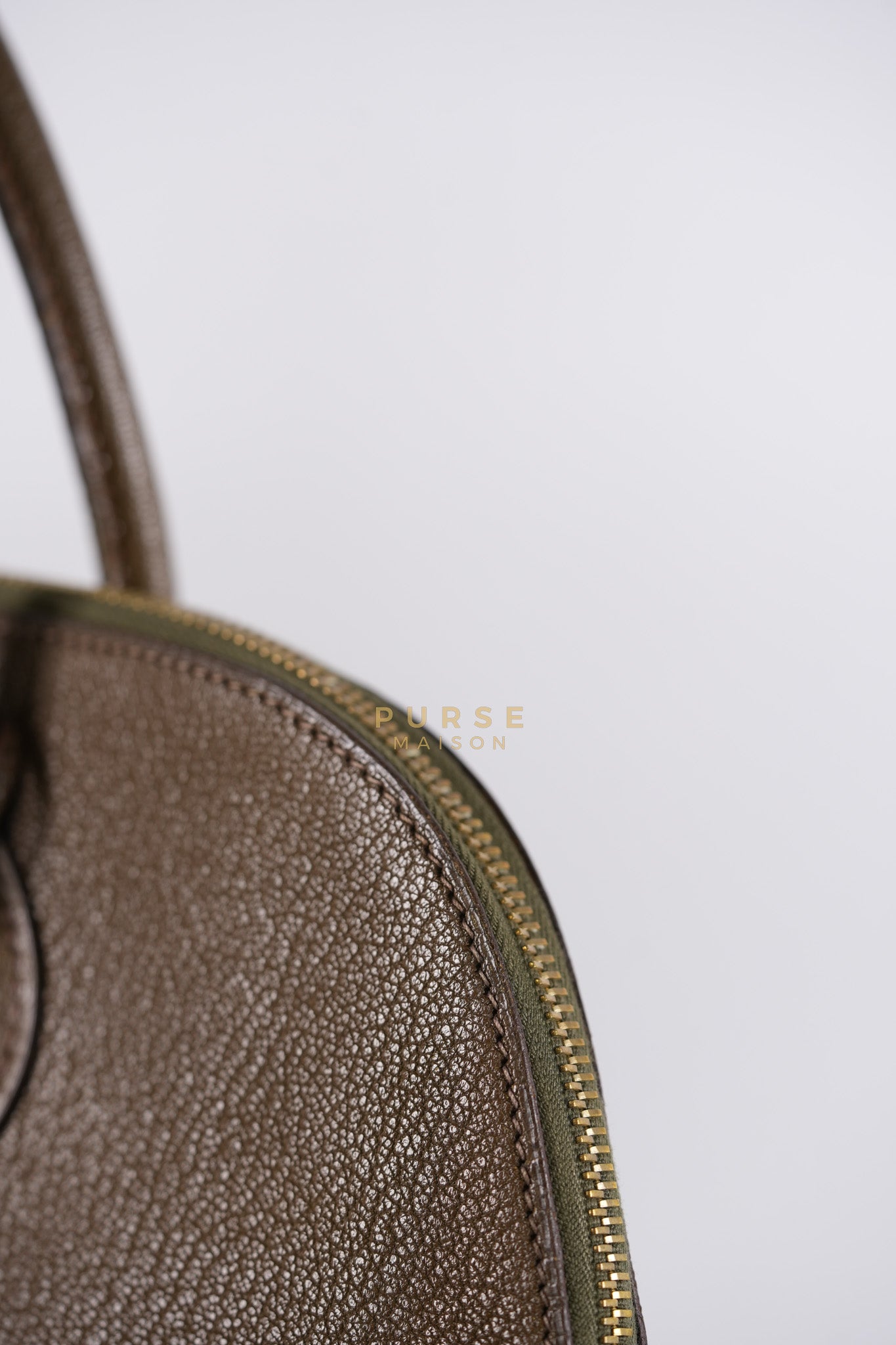 Bolide 35 in Dark Toupe Chèvre Mysore Leather Gold Hardware Stamp F Square(2002) | Purse Maison Luxury Bags Shop