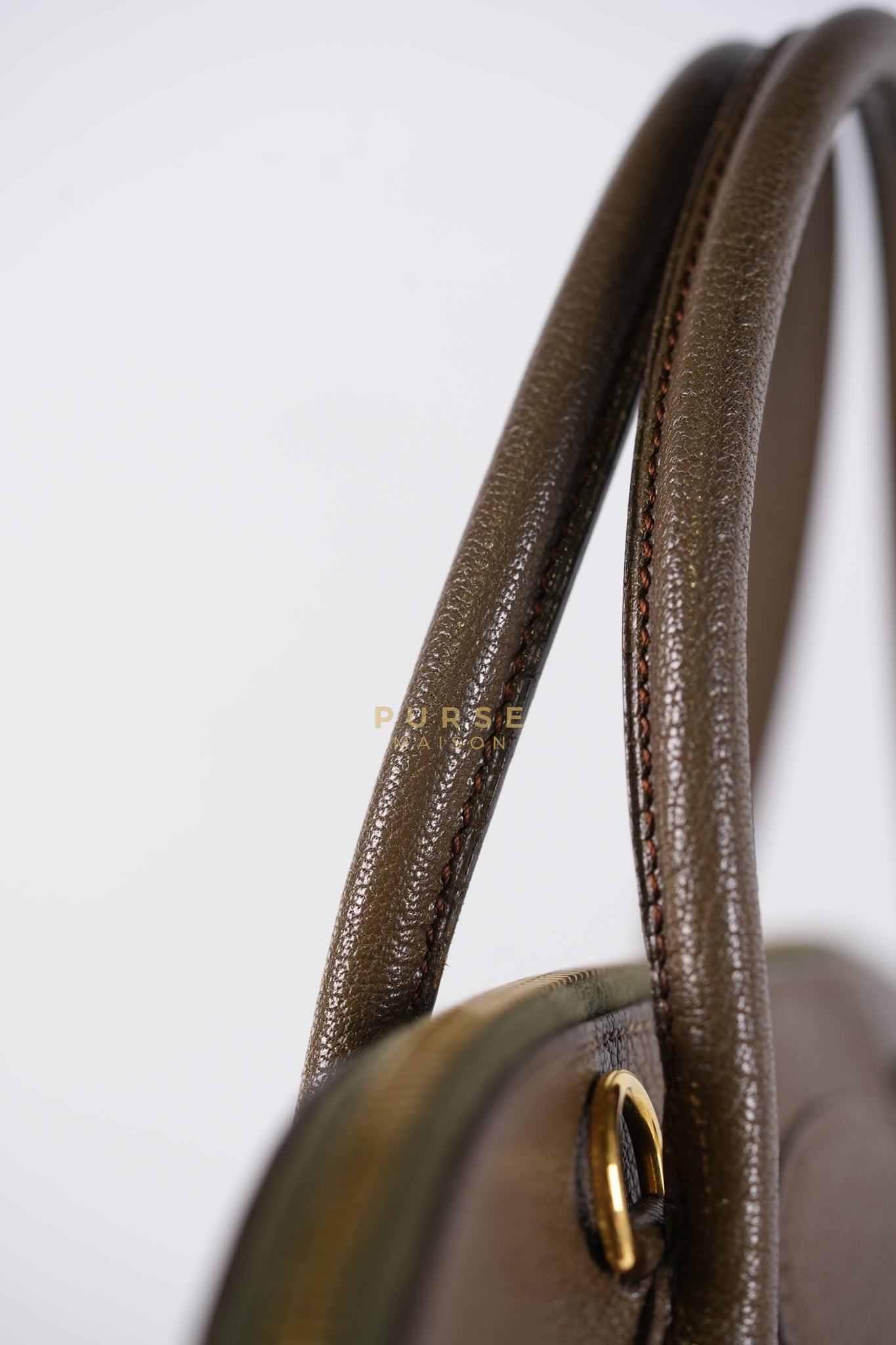 Bolide 35 in Dark Toupe Chèvre Mysore Leather Gold Hardware Stamp F Square(2002) | Purse Maison Luxury Bags Shop