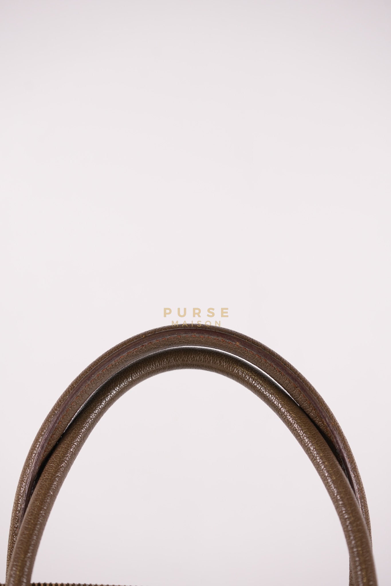 Bolide 35 in Dark Toupe Chèvre Mysore Leather Gold Hardware Stamp F Square(2002) | Purse Maison Luxury Bags Shop