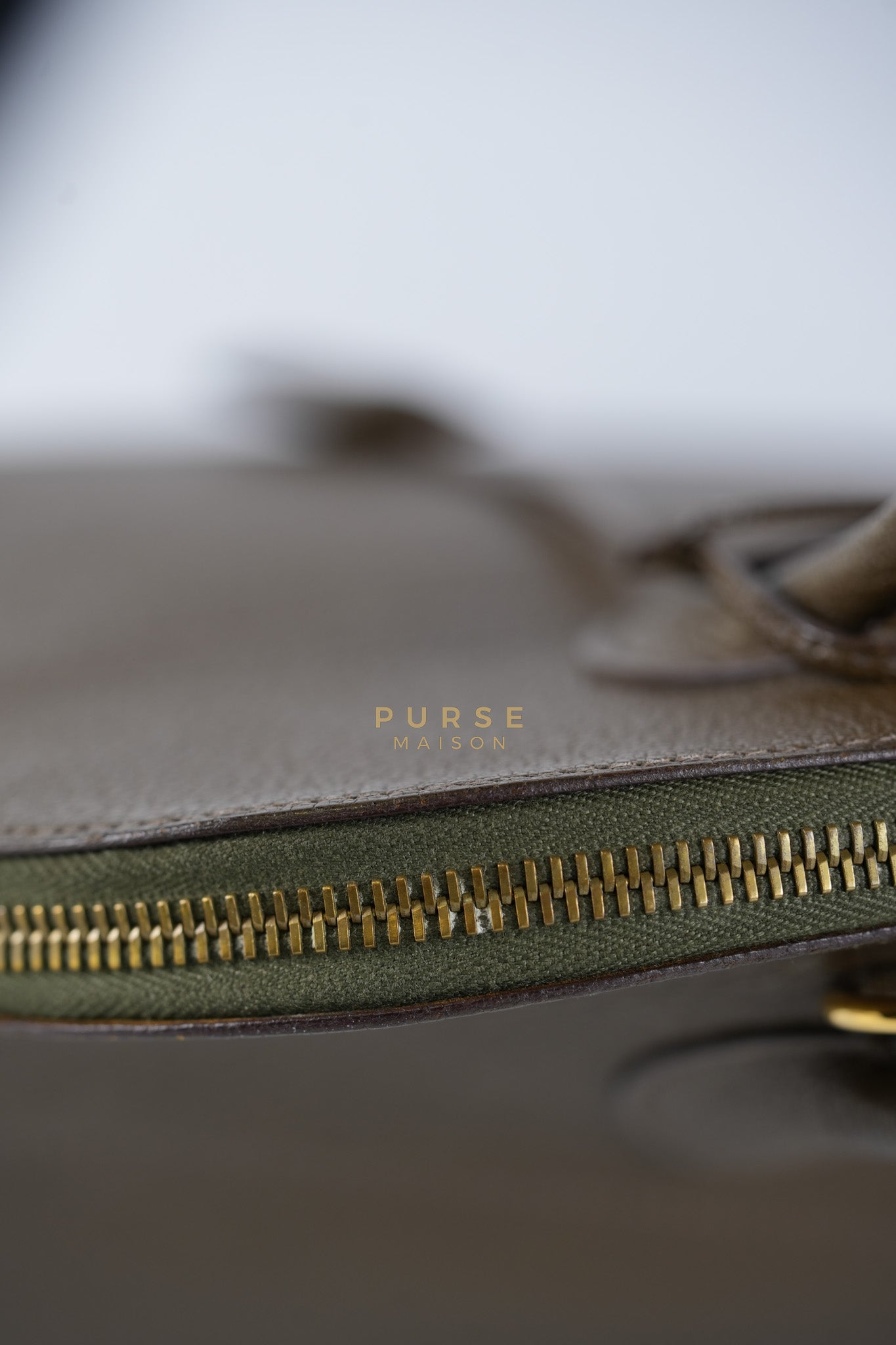 Bolide 35 in Dark Toupe Chèvre Mysore Leather Gold Hardware Stamp F Square(2002) | Purse Maison Luxury Bags Shop