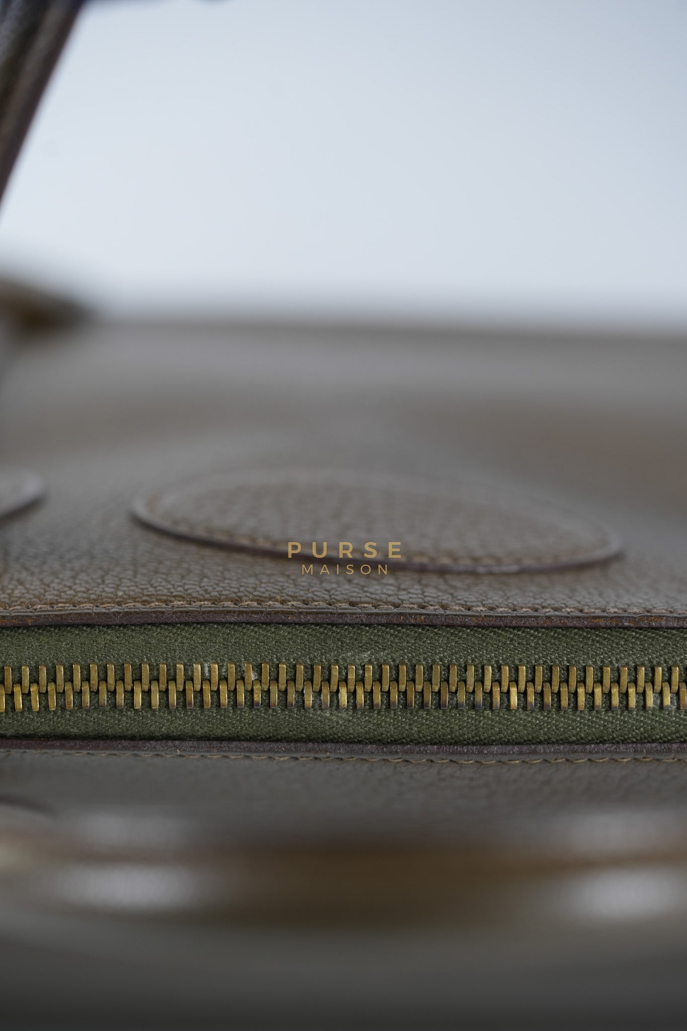 Bolide 35 in Dark Toupe Chèvre Mysore Leather Gold Hardware Stamp F Square(2002) | Purse Maison Luxury Bags Shop