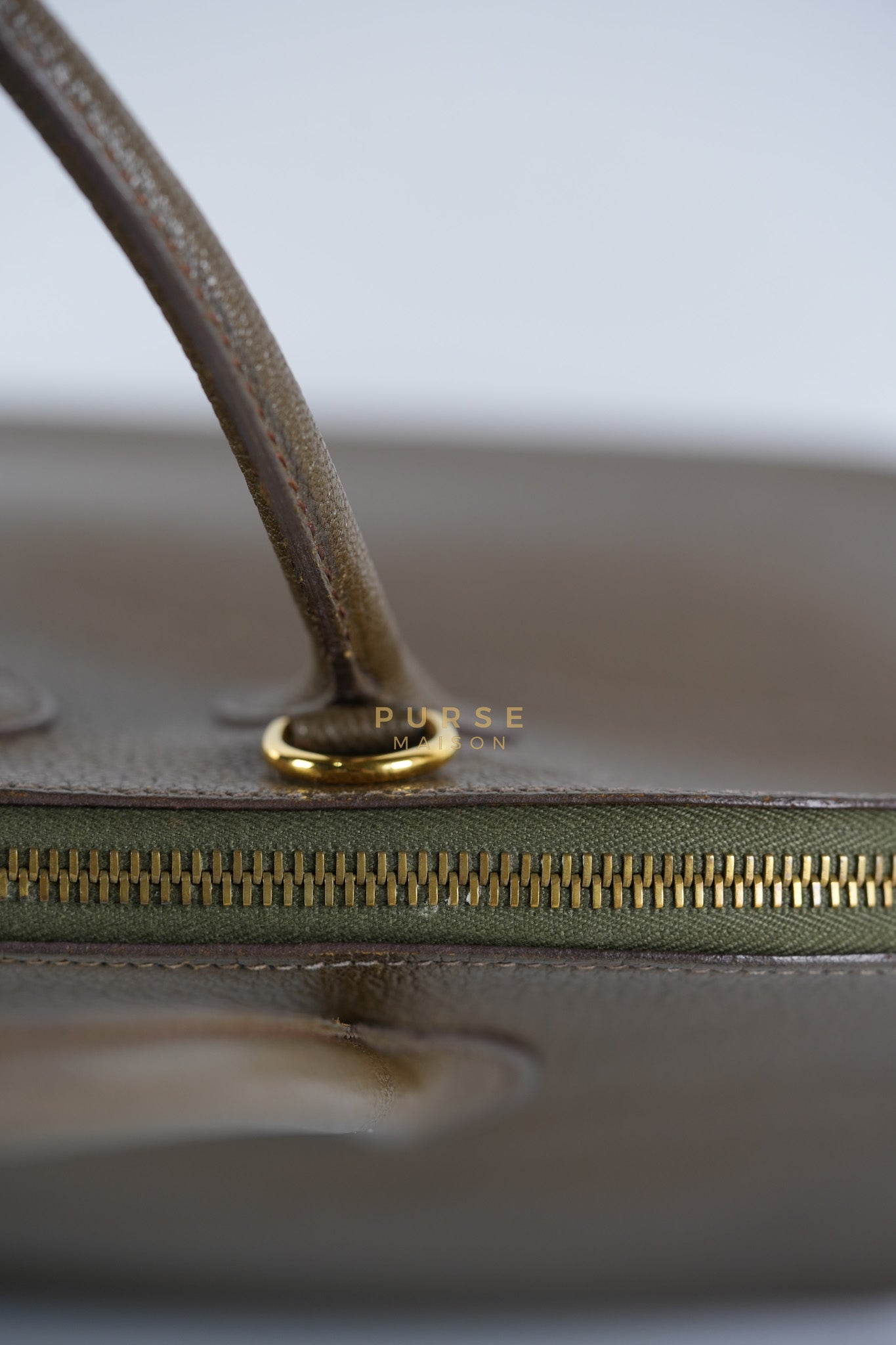 Bolide 35 in Dark Toupe Chèvre Mysore Leather Gold Hardware Stamp F Square(2002) | Purse Maison Luxury Bags Shop