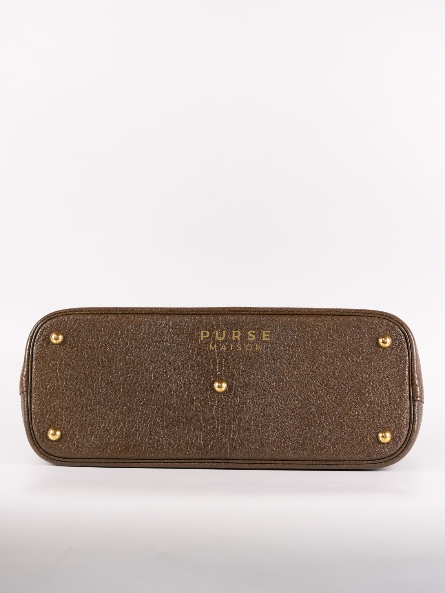 Bolide 35 in Dark Toupe Chèvre Mysore Leather Gold Hardware Stamp F Square(2002) | Purse Maison Luxury Bags Shop