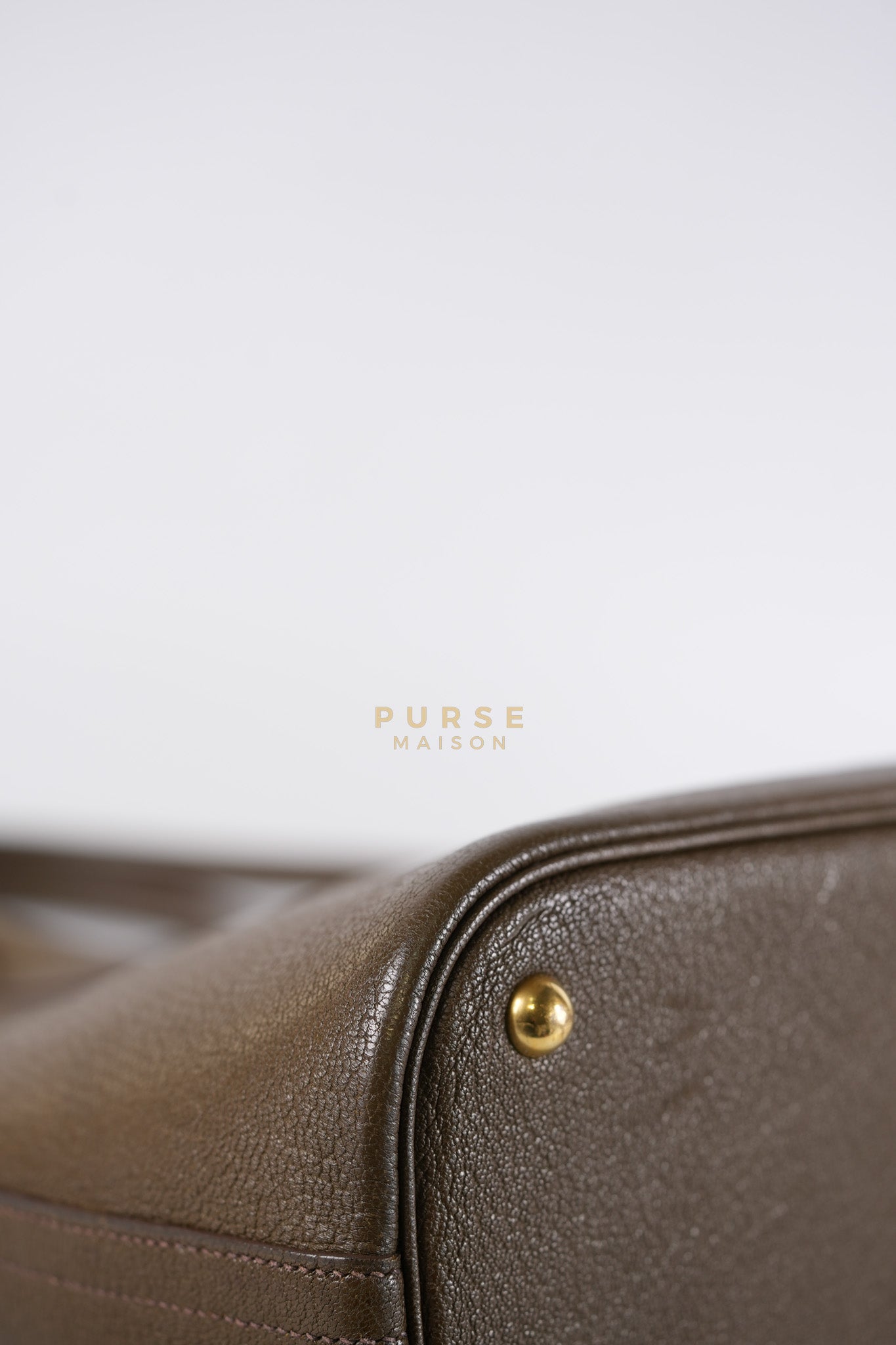 Bolide 35 in Dark Toupe Chèvre Mysore Leather Gold Hardware Stamp F Square(2002) | Purse Maison Luxury Bags Shop