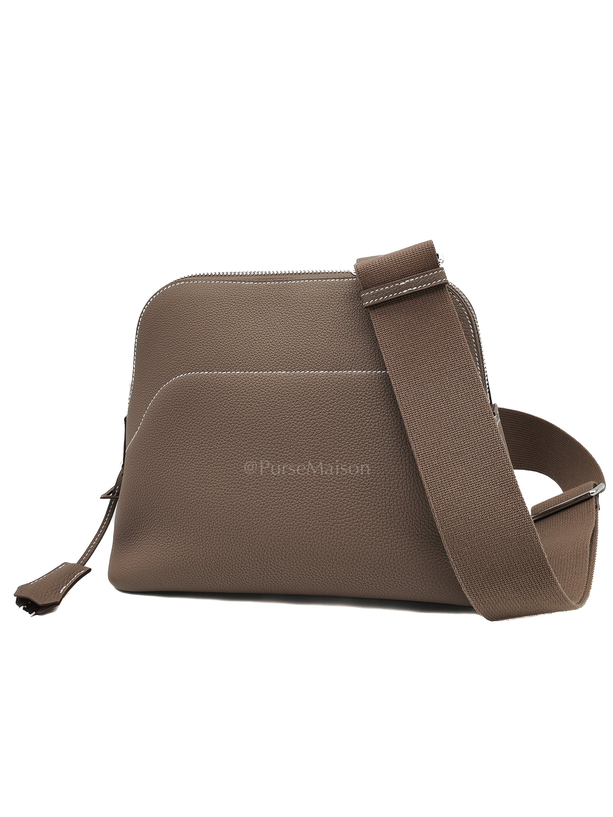 Bolide Messenger in Etoupe Evercolor Leather and Palladium Hardwarde Stamp K (2025) | Purse Maison Luxury Bags Shop
