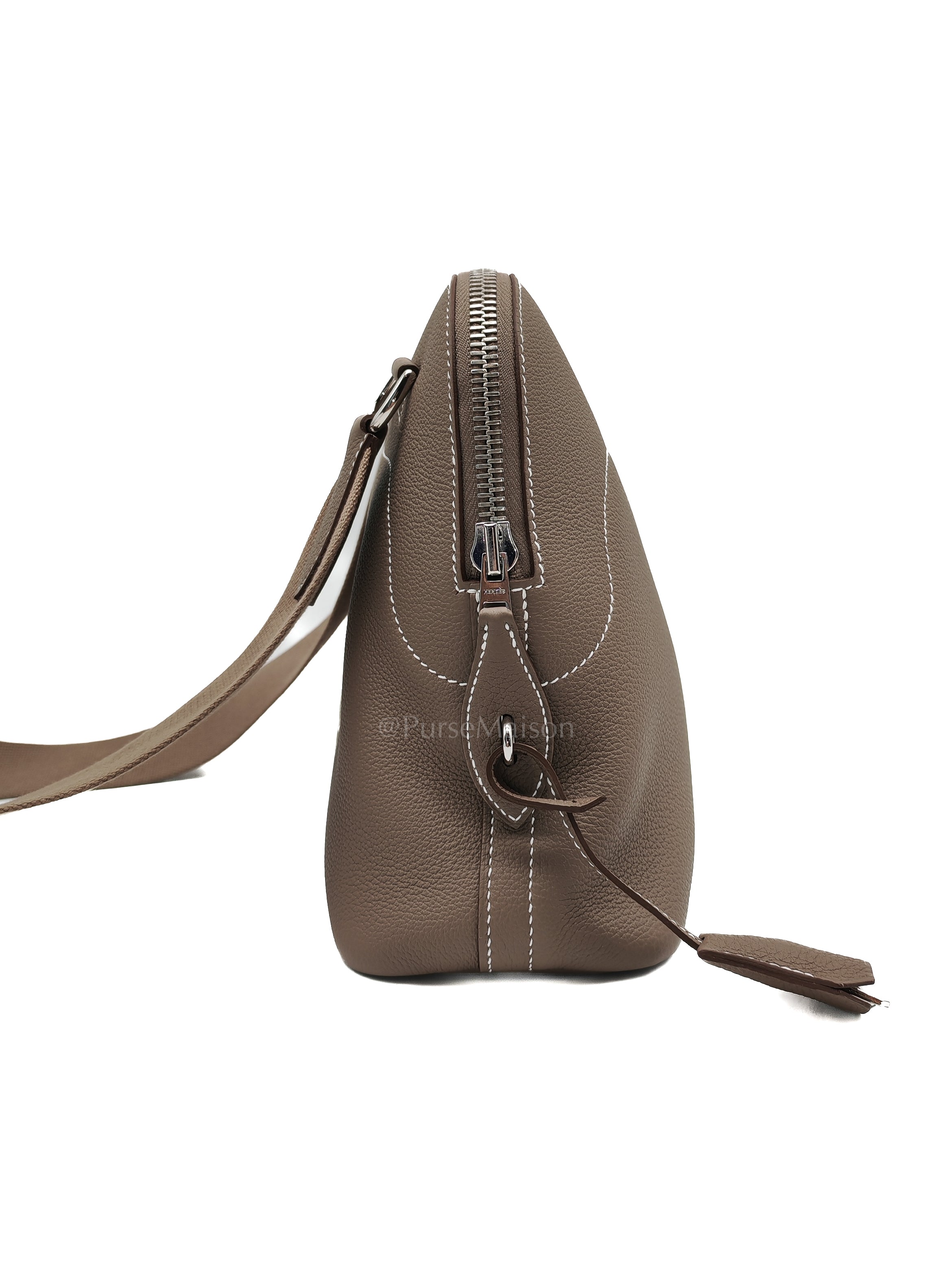 Bolide Messenger in Etoupe Evercolor Leather and Palladium Hardwarde Stamp K (2025) | Purse Maison Luxury Bags Shop