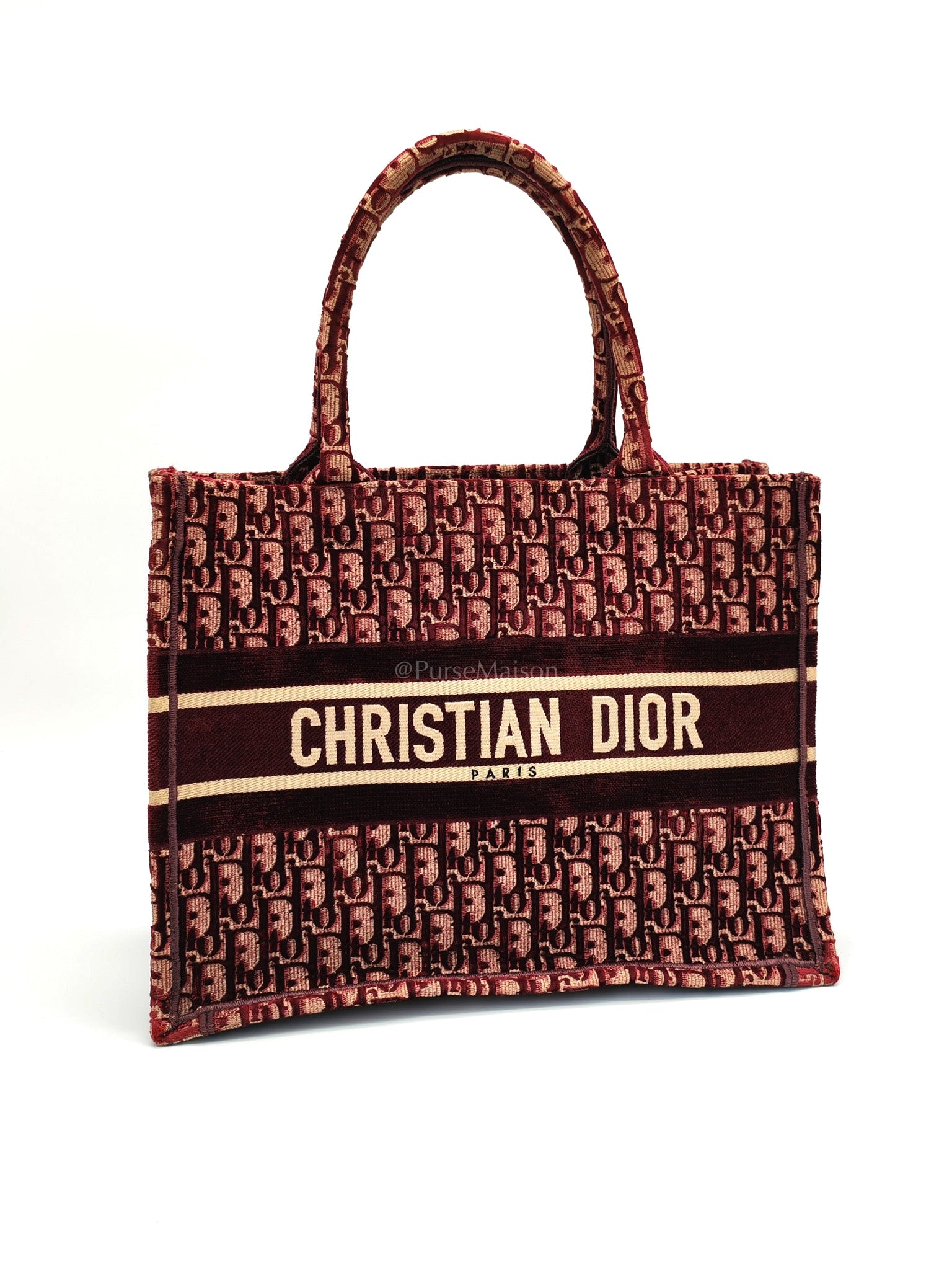 Book Tote in Burgundy Oblique Velvet Tote Bag | Purse Maison Luxury Bags Shop