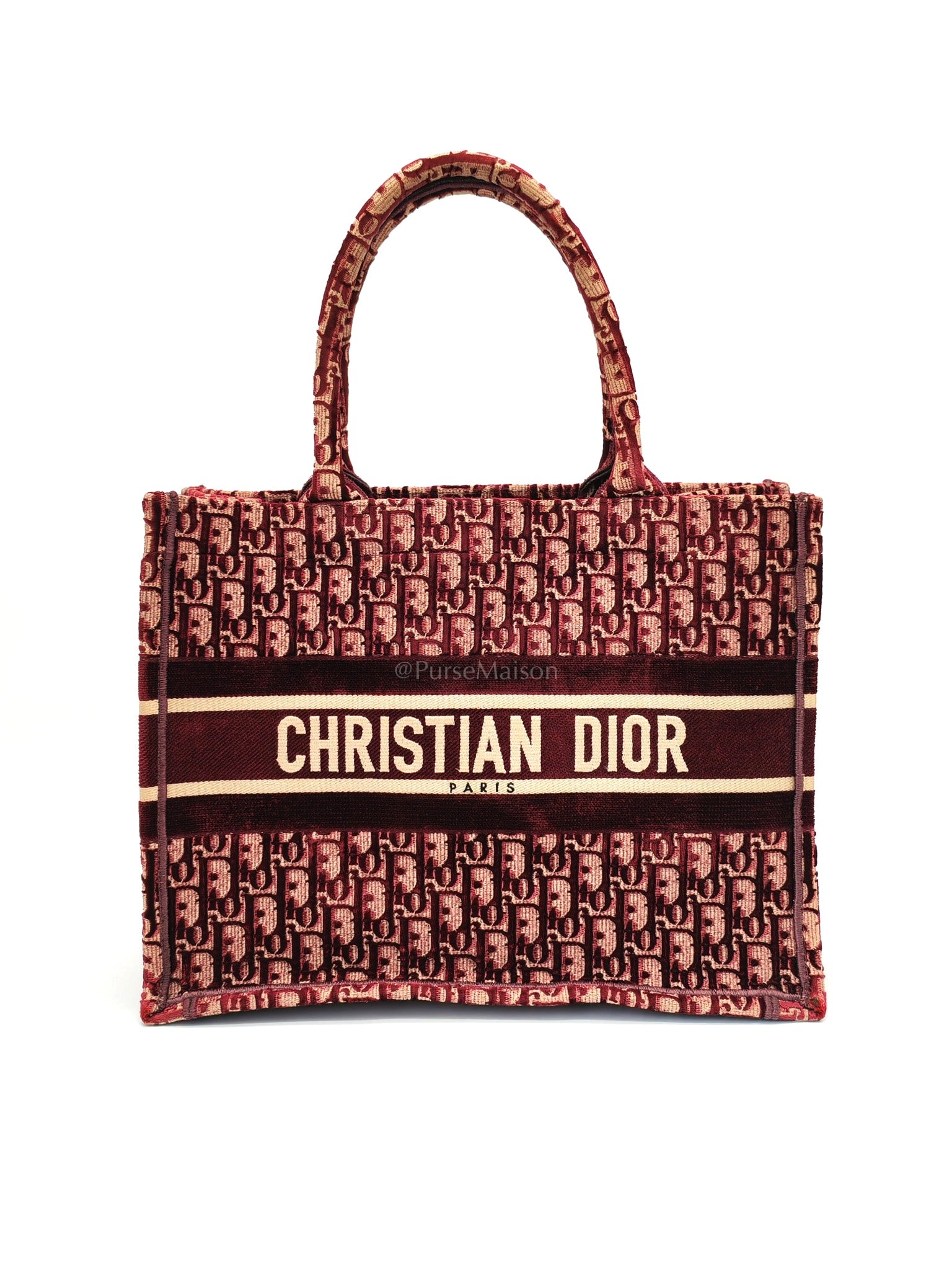 Book Tote in Burgundy Oblique Velvet Tote Bag | Purse Maison Luxury Bags Shop
