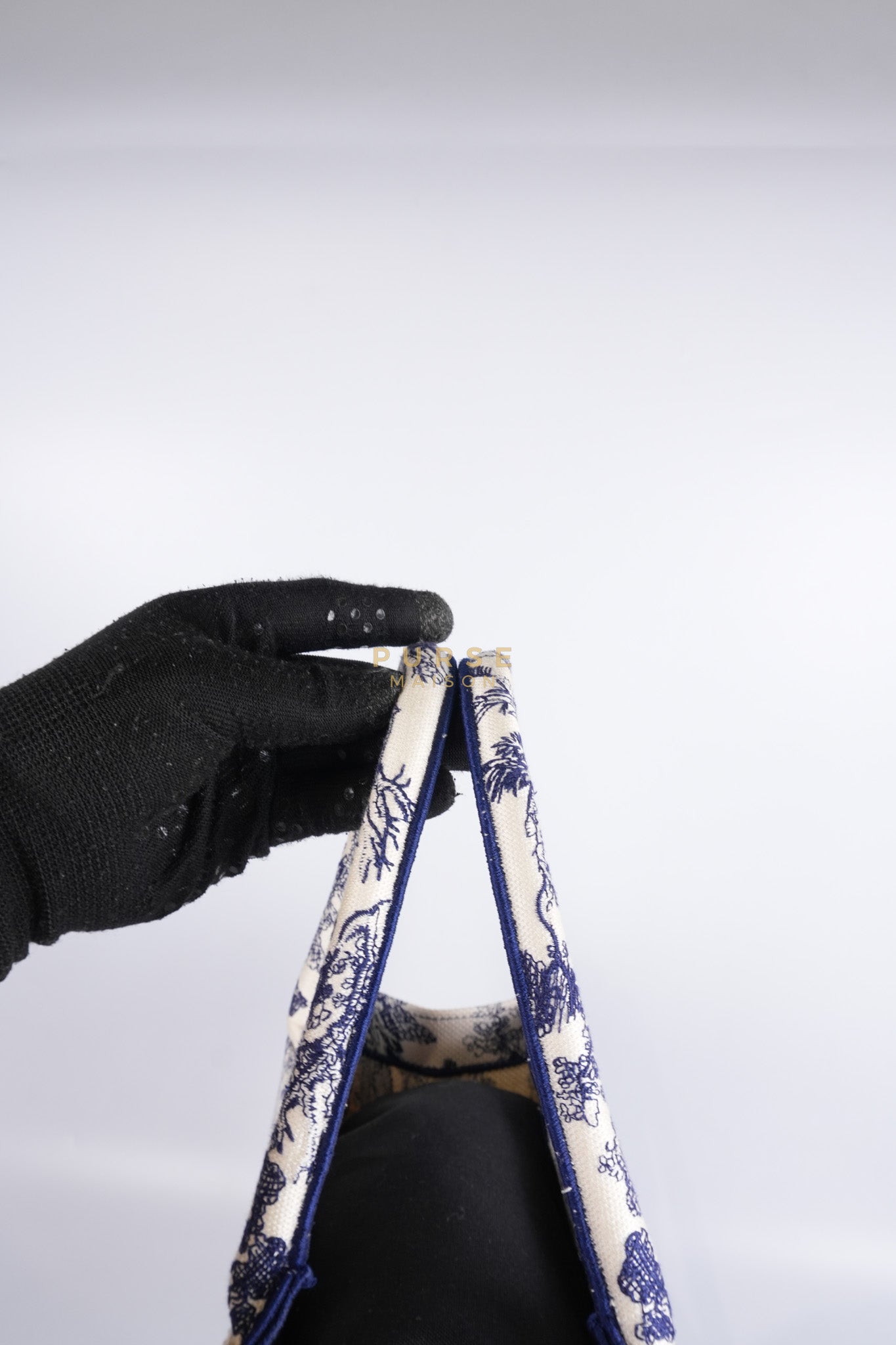 Book Tote Medium in Blue/White Embroidered Canvas | Purse Maison Luxury Bags Shop