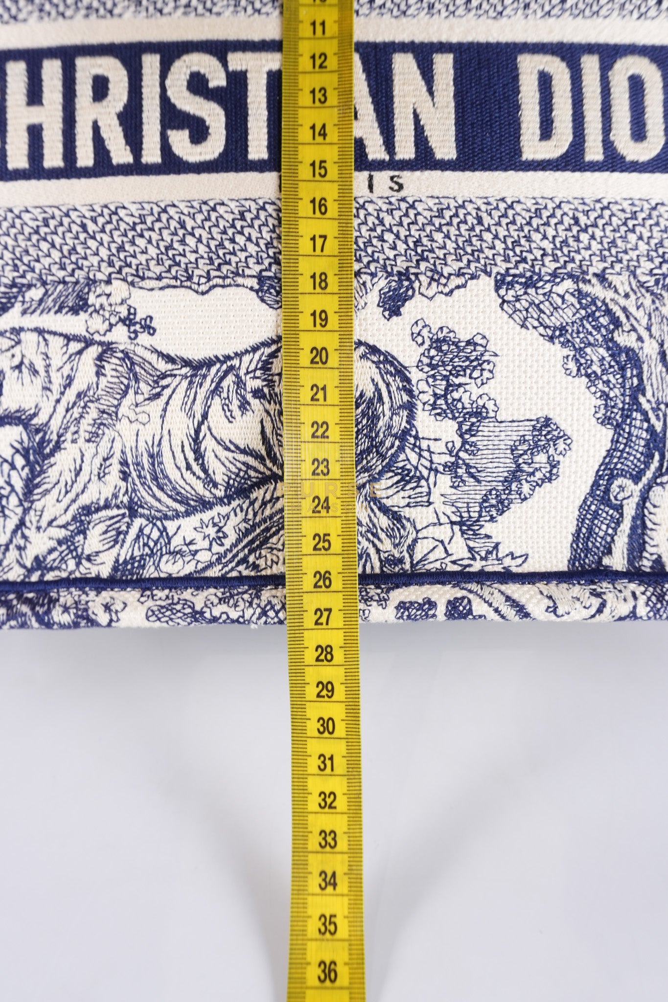 Book Tote Medium in Blue/White Embroidered Canvas | Purse Maison Luxury Bags Shop