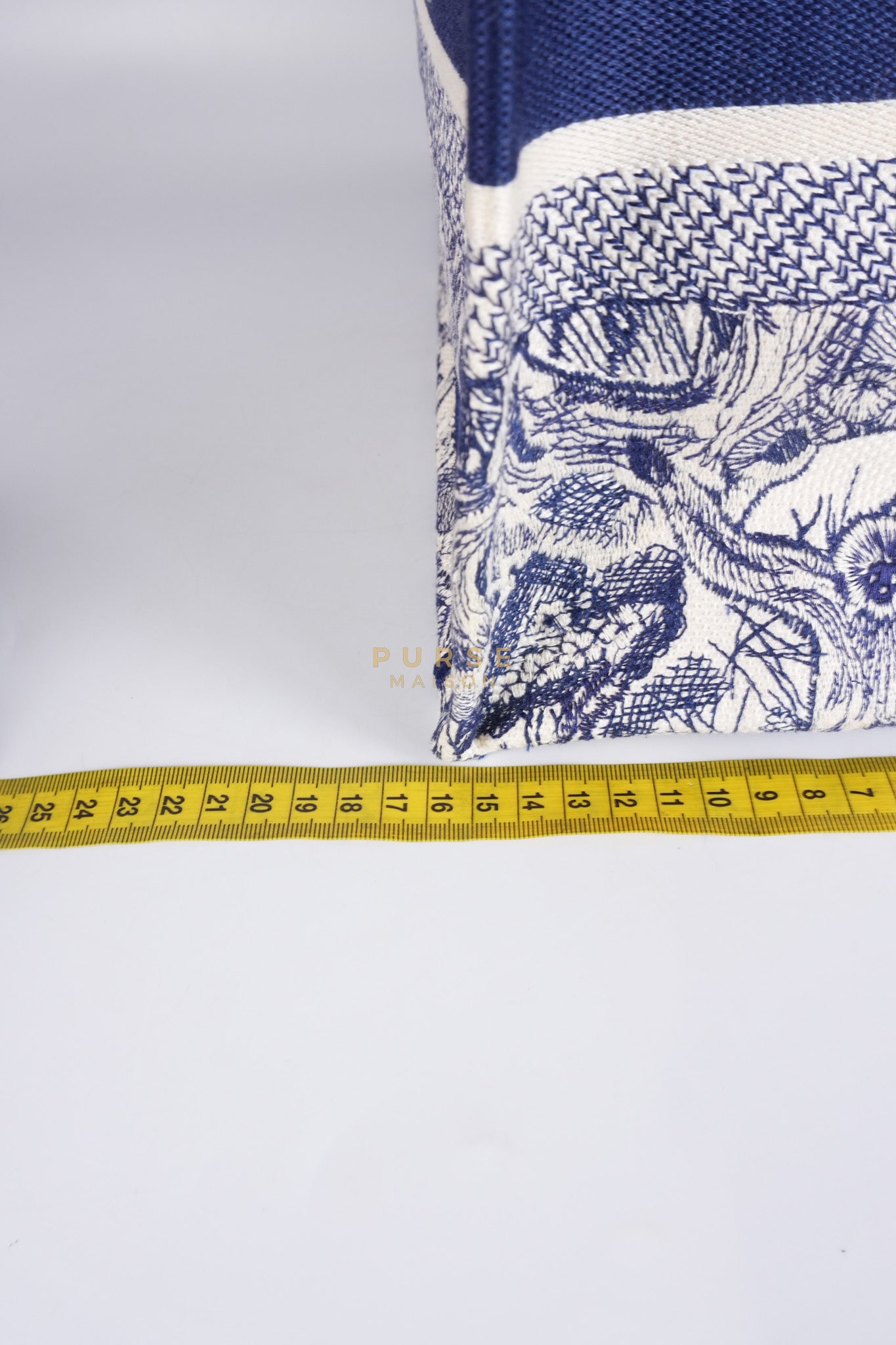 Book Tote Medium in Blue/White Embroidered Canvas | Purse Maison Luxury Bags Shop