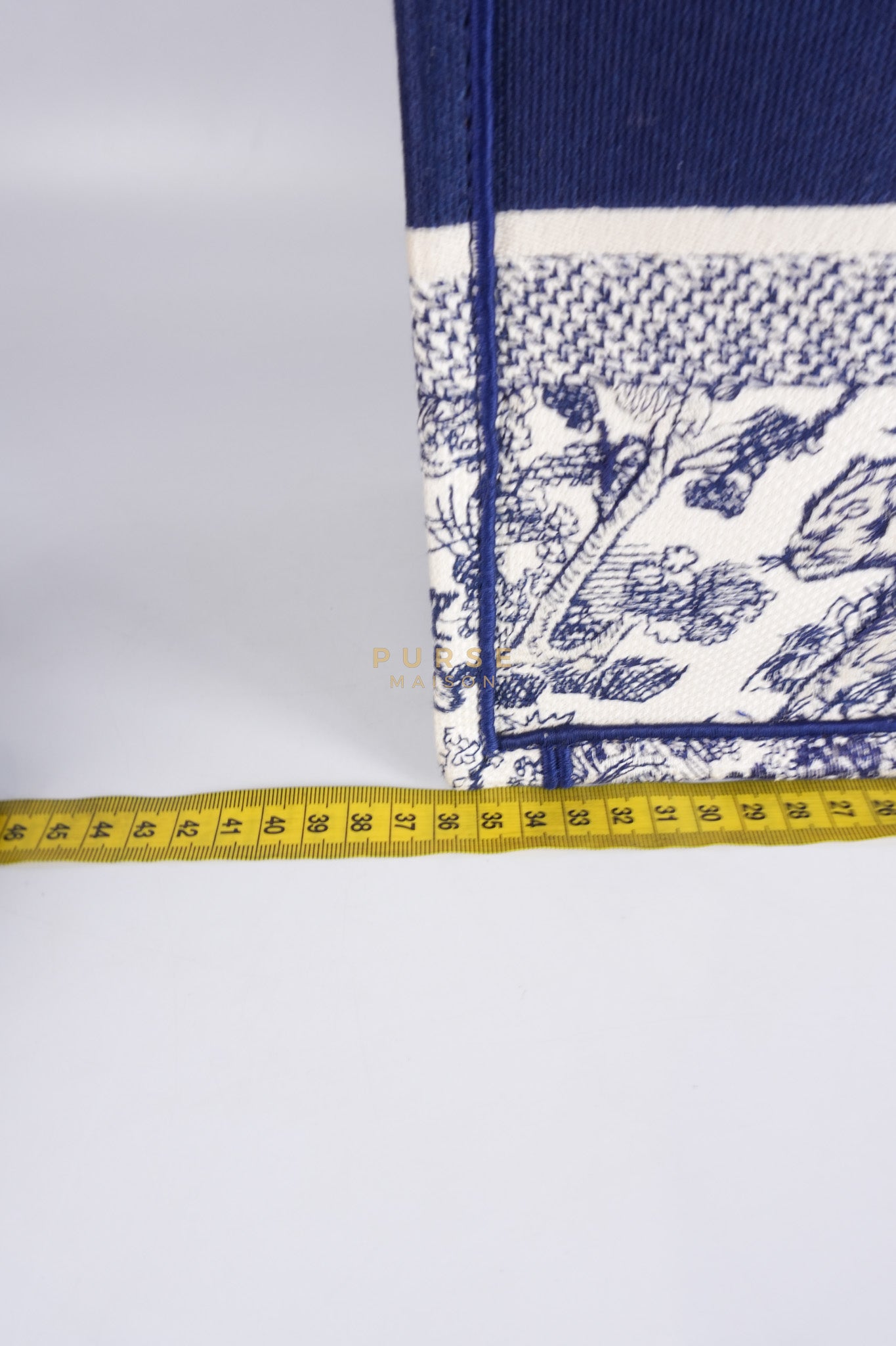 Book Tote Medium in Blue/White Embroidered Canvas | Purse Maison Luxury Bags Shop