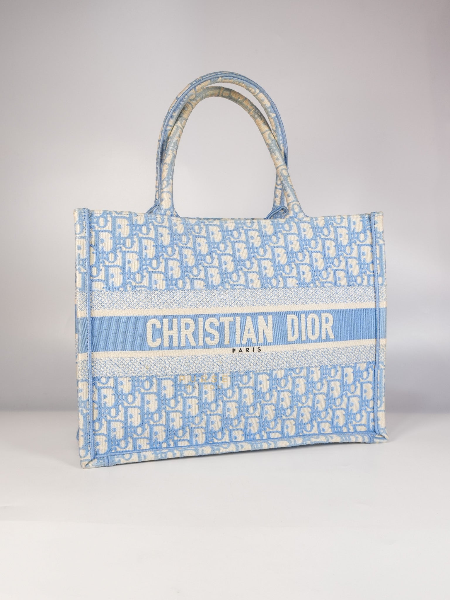 Book Tote Medium Sky Blue Oblique Canvas | Purse Maison Luxury Bags Shop