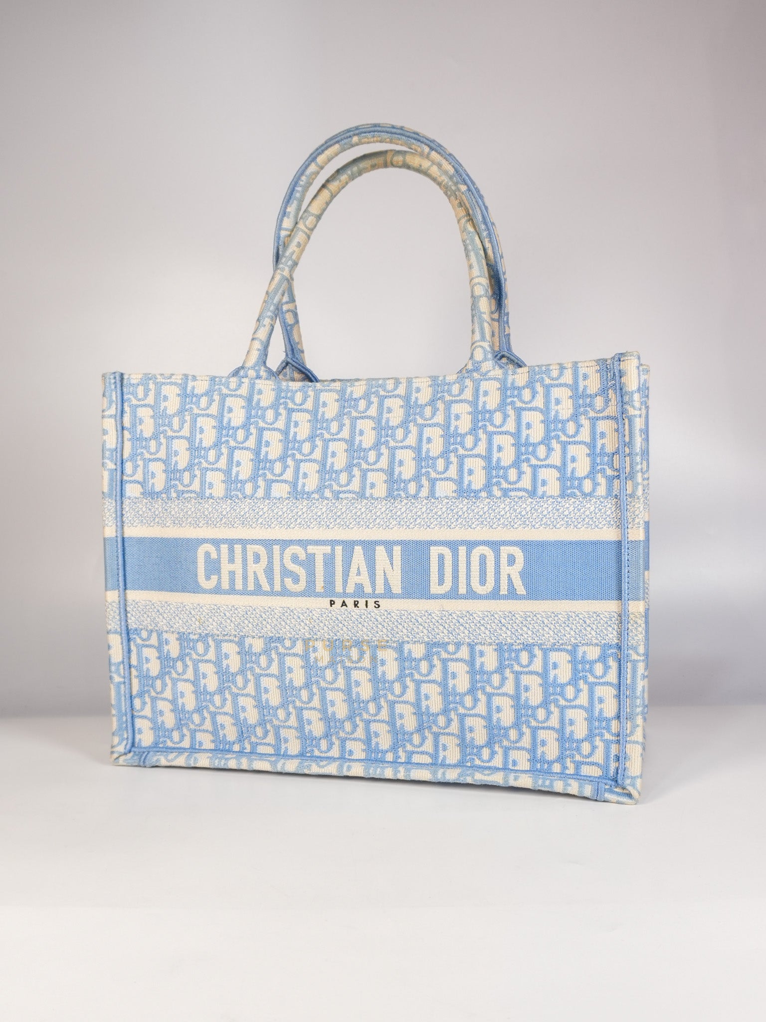 Book Tote Medium Sky Blue Oblique Canvas | Purse Maison Luxury Bags Shop