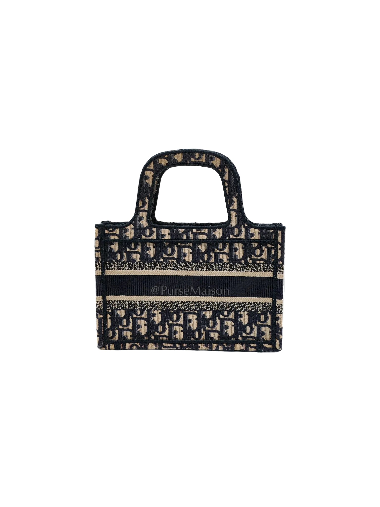 Book Tote Mini in Blue Embroidered Canvas | Purse Maison Luxury Bags Shop