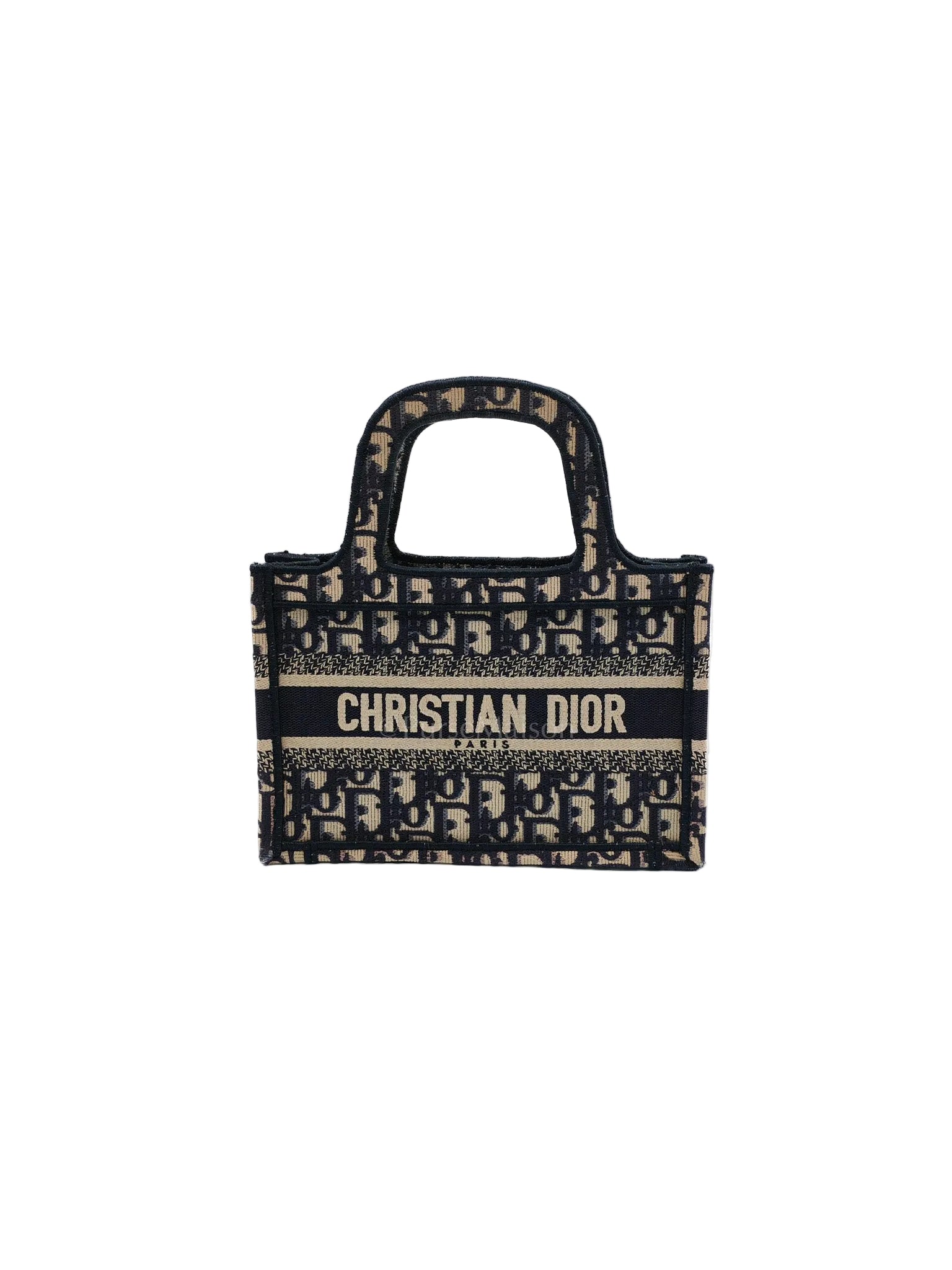 Book Tote Mini in Blue Embroidered Canvas | Purse Maison Luxury Bags Shop