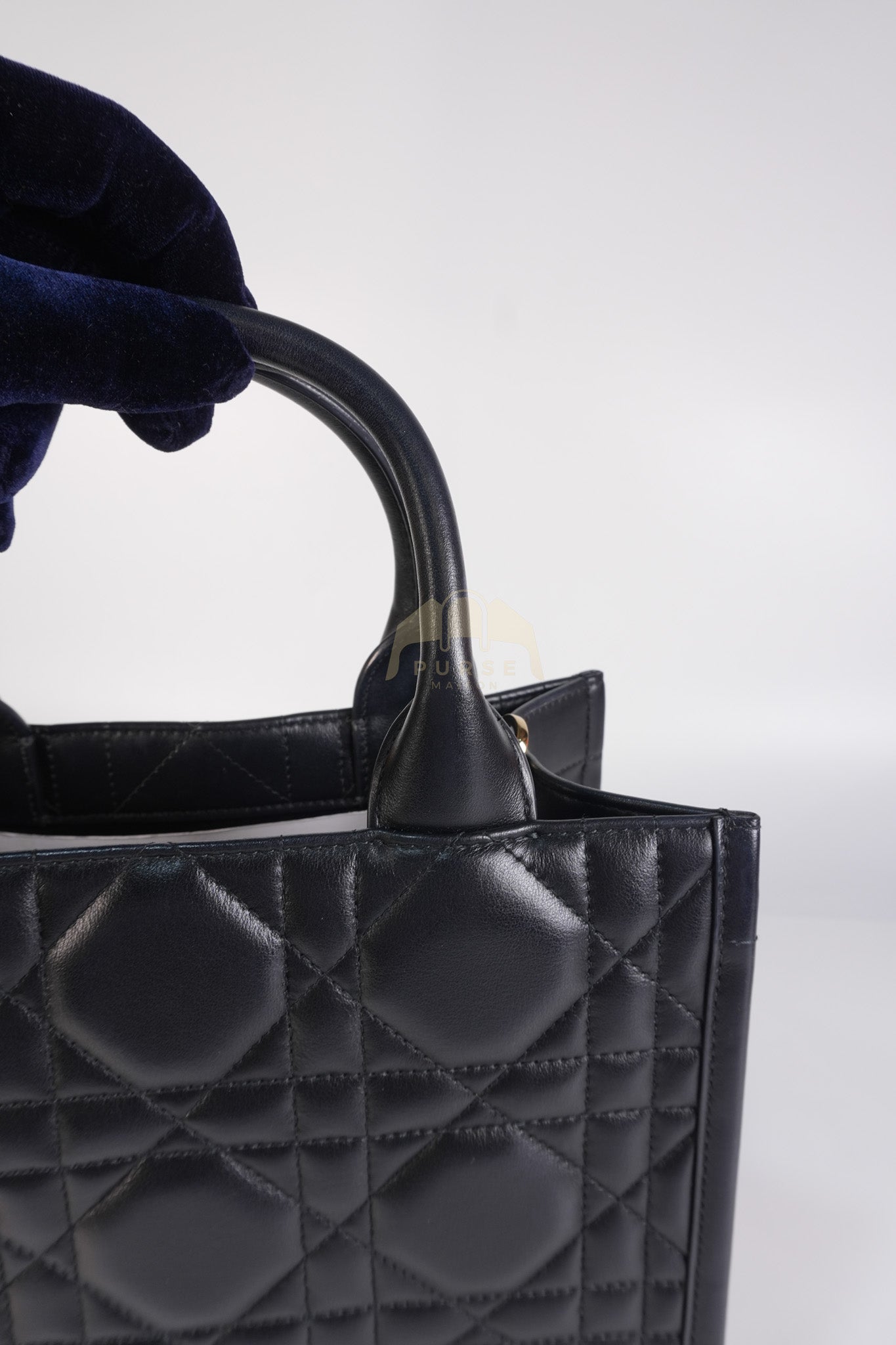 Book Tote Small in Black Macrocannage Calfskin Leather Light Gold Hardware | Purse Maison Luxury Bags Shop