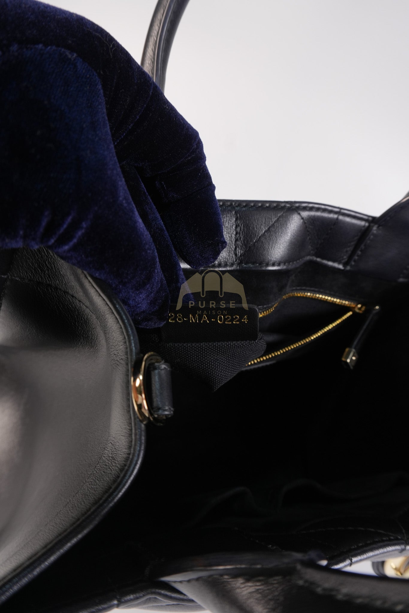 Book Tote Small in Black Macrocannage Calfskin Leather Light Gold Hardware | Purse Maison Luxury Bags Shop