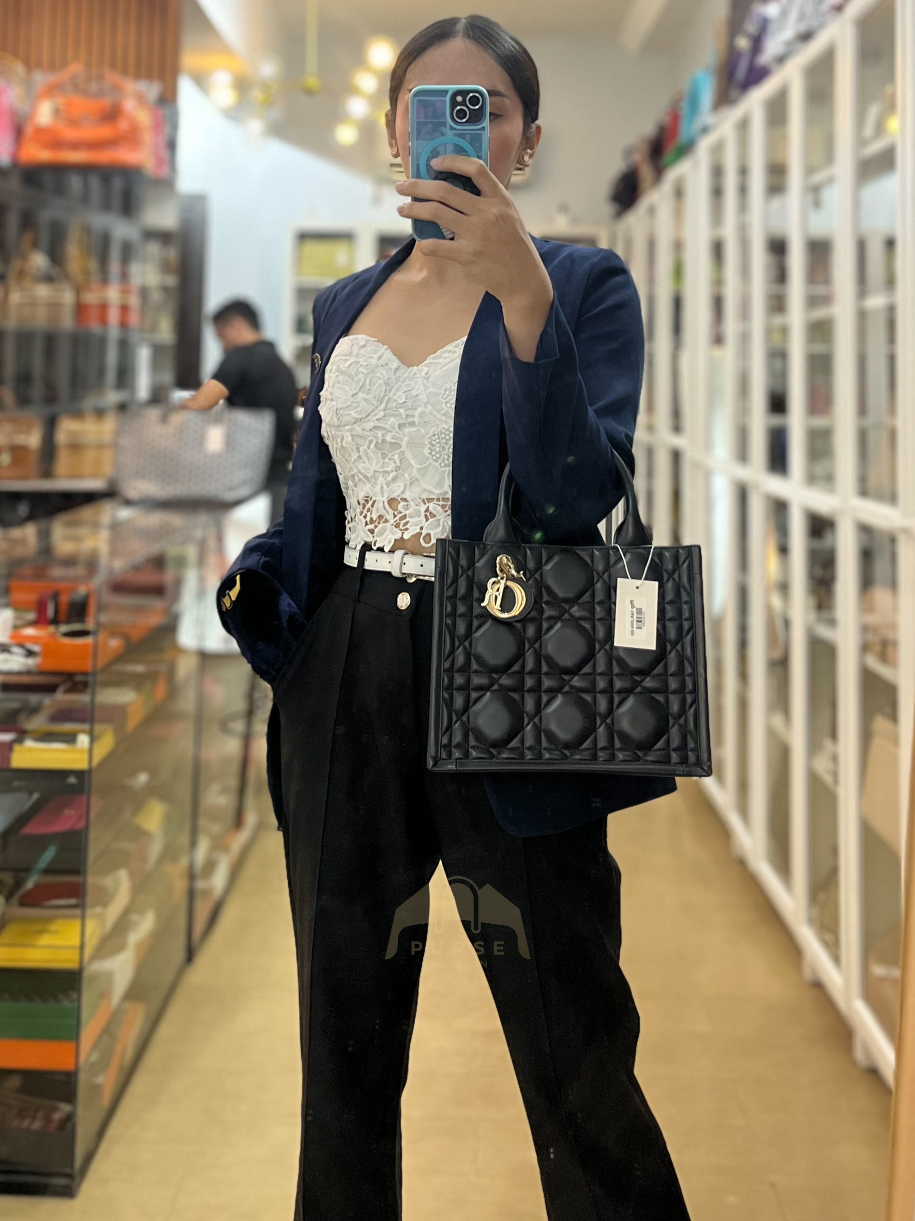 Book Tote Small in Black Macrocannage Calfskin Leather Light Gold Hardware | Purse Maison Luxury Bags Shop