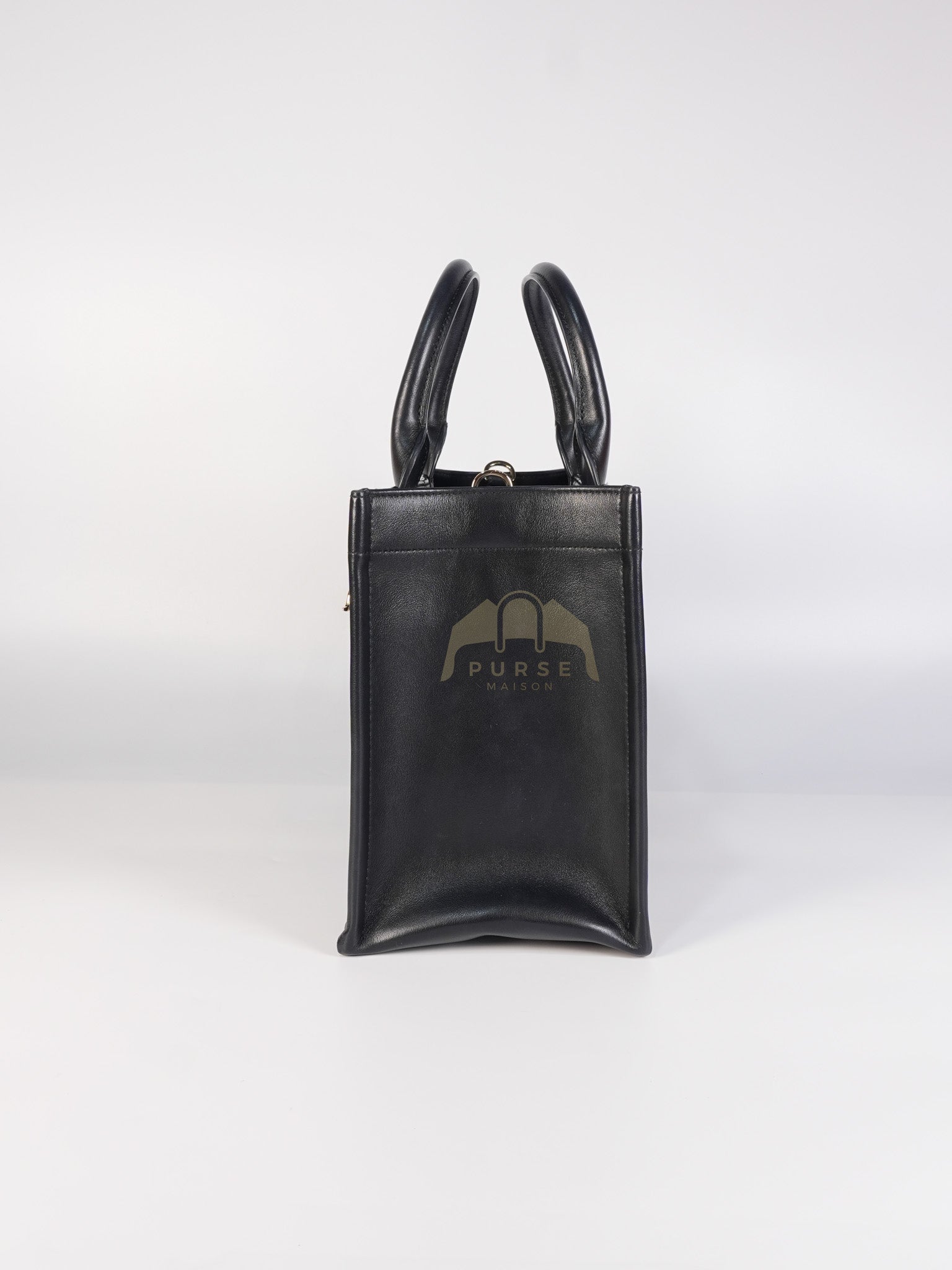 Book Tote Small in Black Macrocannage Calfskin Leather Light Gold Hardware | Purse Maison Luxury Bags Shop