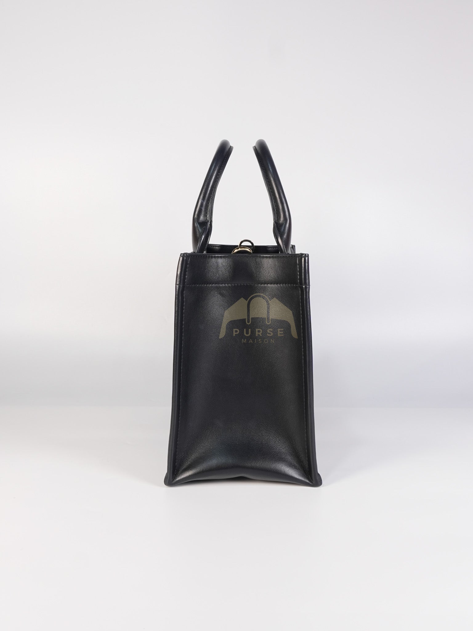 Book Tote Small in Black Macrocannage Calfskin Leather Light Gold Hardware | Purse Maison Luxury Bags Shop