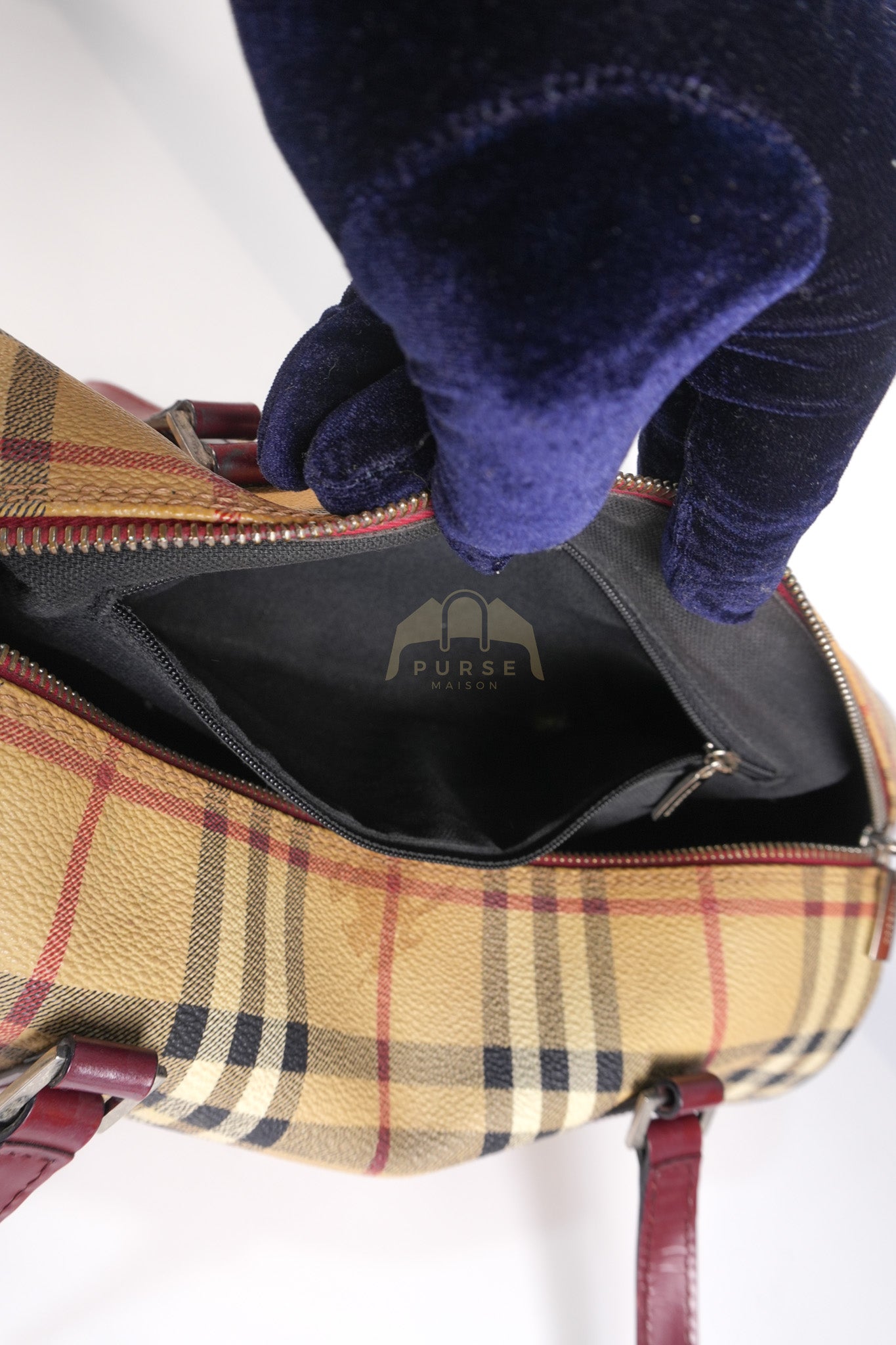 Boston Bag Haymarket Check Coated Canvas | Purse Maison Luxury Bags Shop