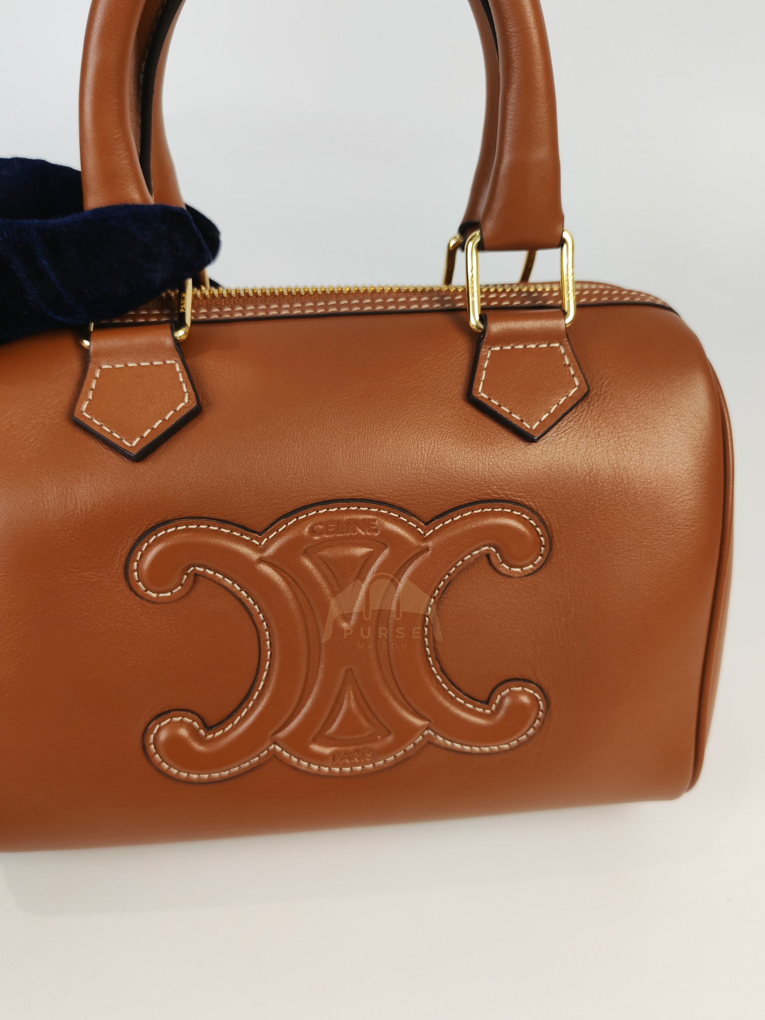 Boston Bag Small in Tan Smooth Calfskin Leather & Gold Hardware | Purse Maison Luxury Bags Shop