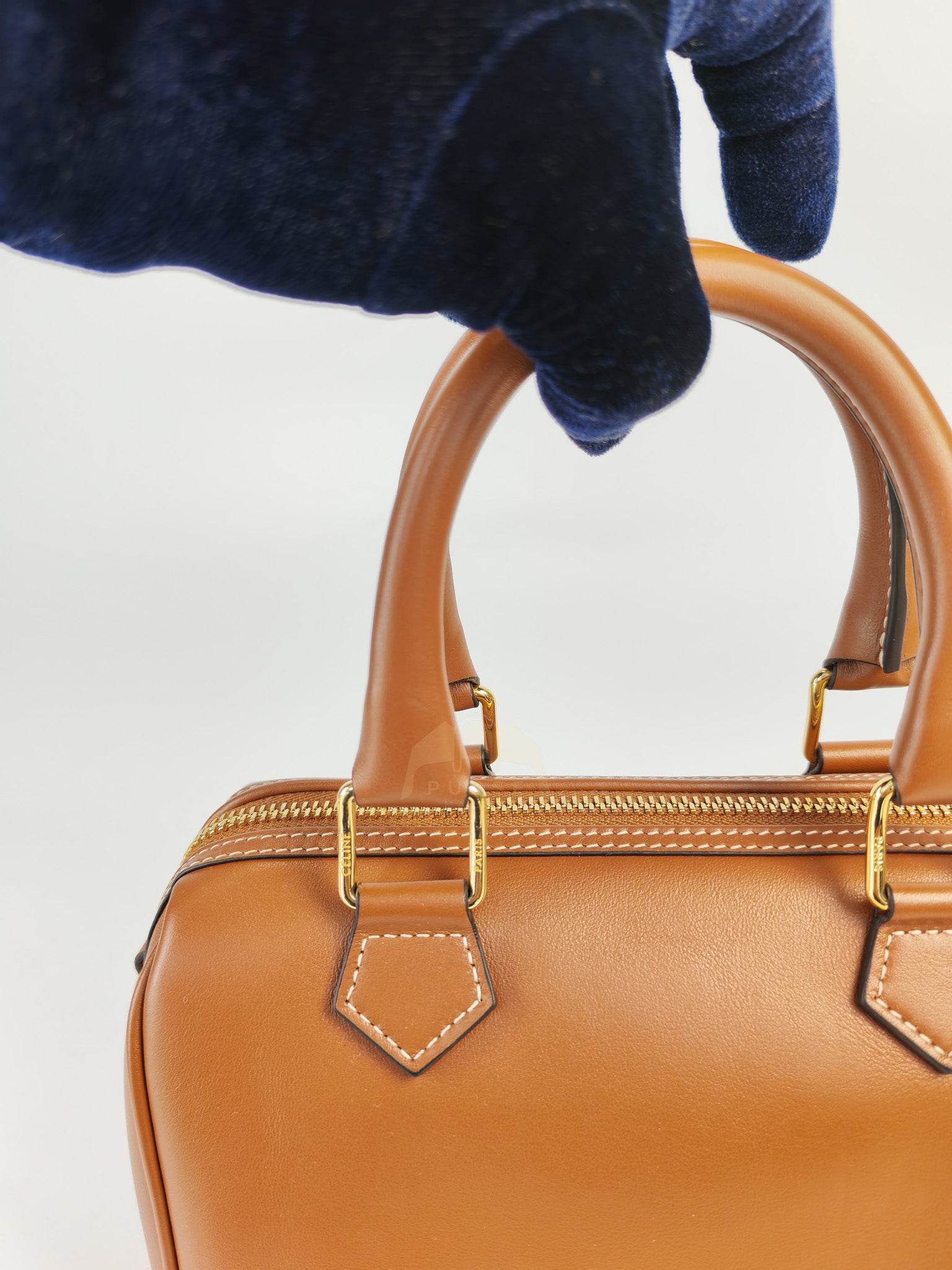 Boston Bag Small in Tan Smooth Calfskin Leather & Gold Hardware | Purse Maison Luxury Bags Shop