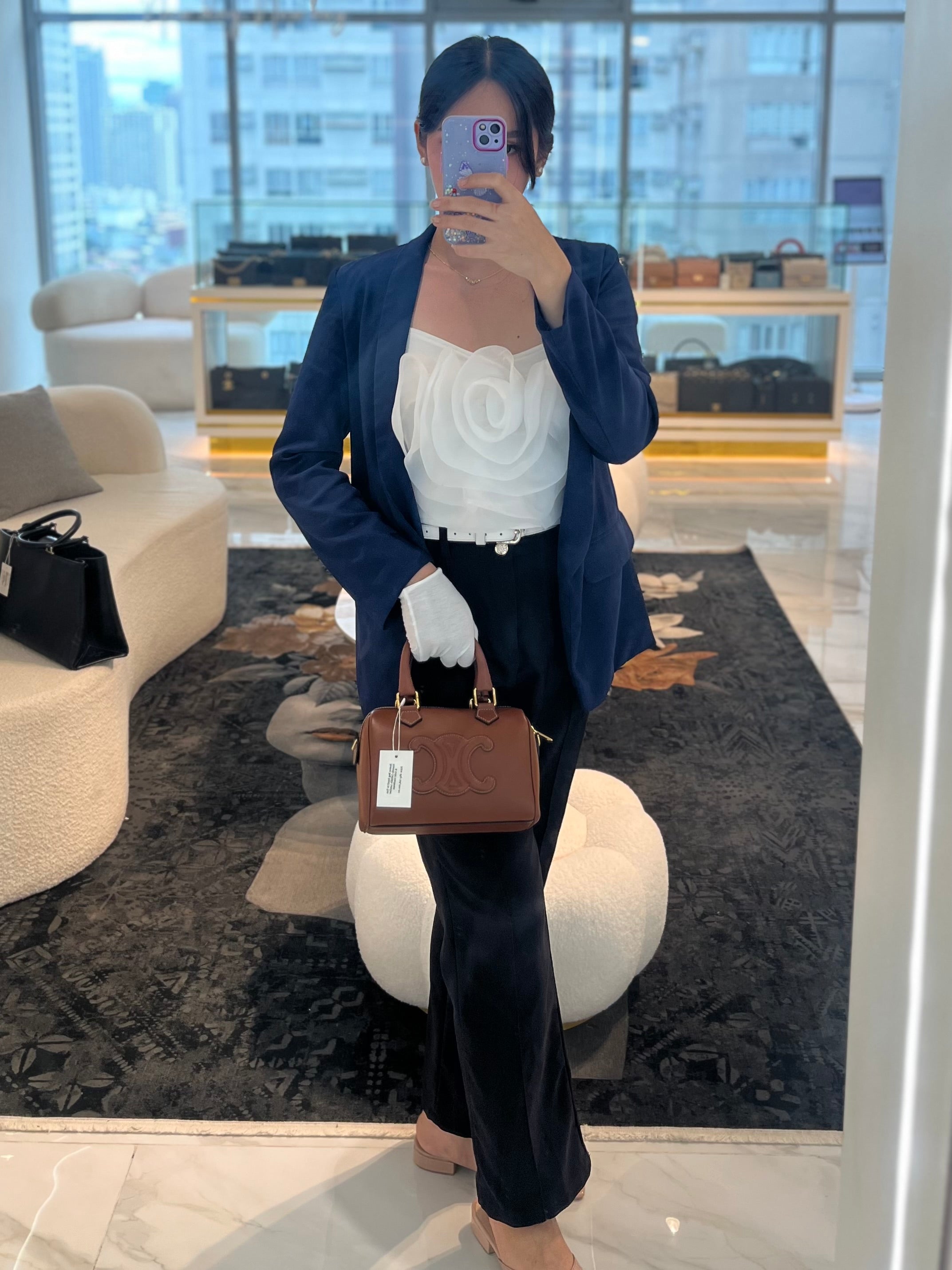 Boston Bag Small in Tan Smooth Calfskin Leather & Gold Hardware | Purse Maison Luxury Bags Shop