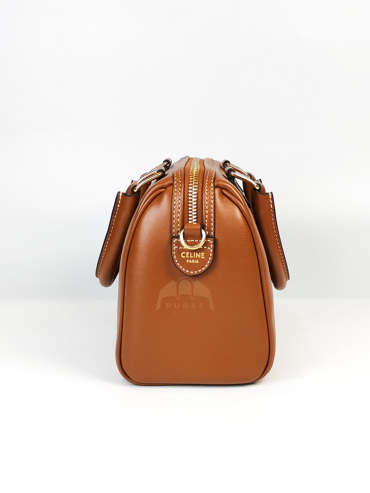 Boston Bag Small in Tan Smooth Calfskin Leather & Gold Hardware | Purse Maison Luxury Bags Shop