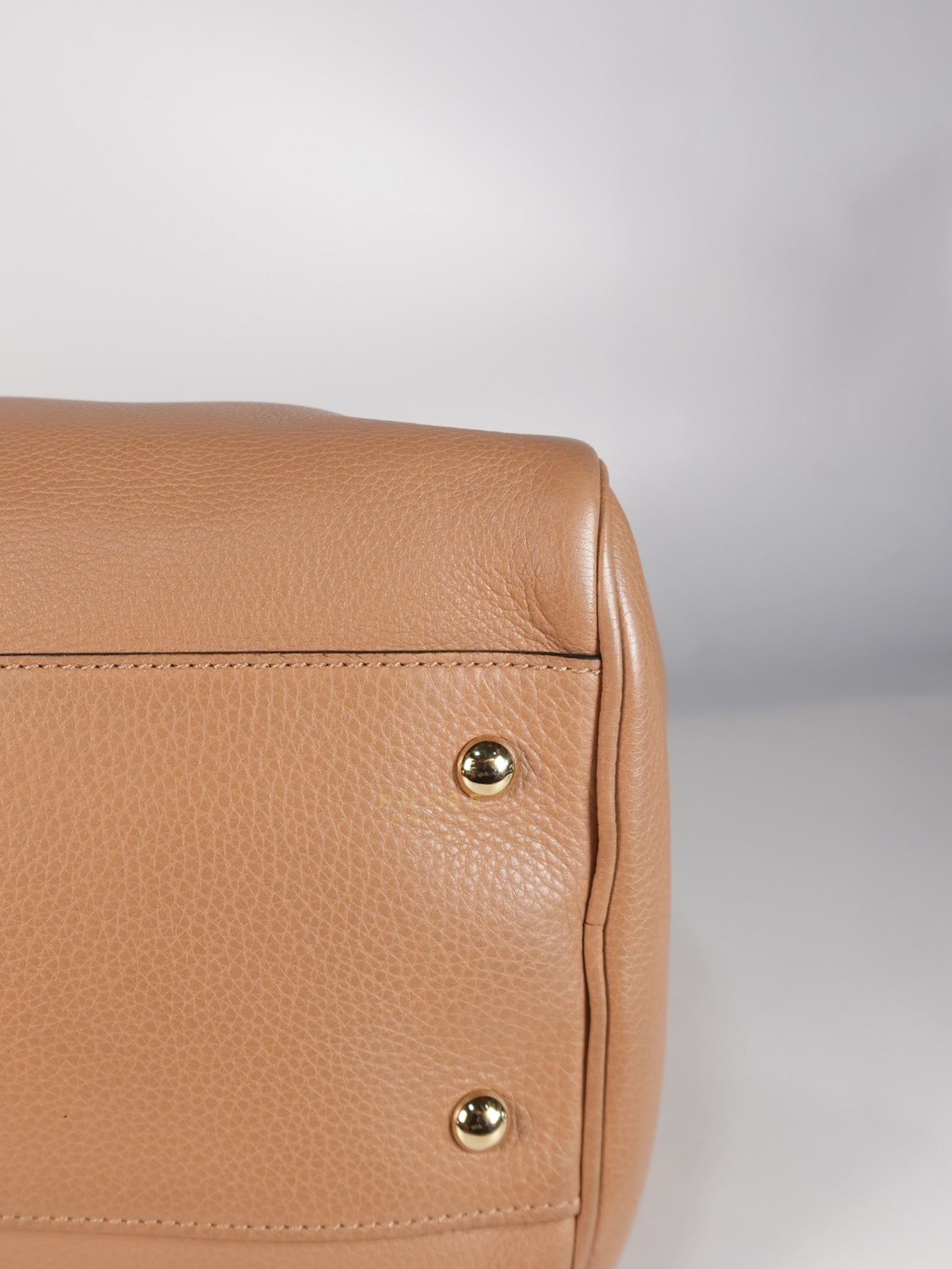 Boston Bamboo Top Handle Medium in Beige Calfskin Leather | Purse Maison Luxury Bags Shop