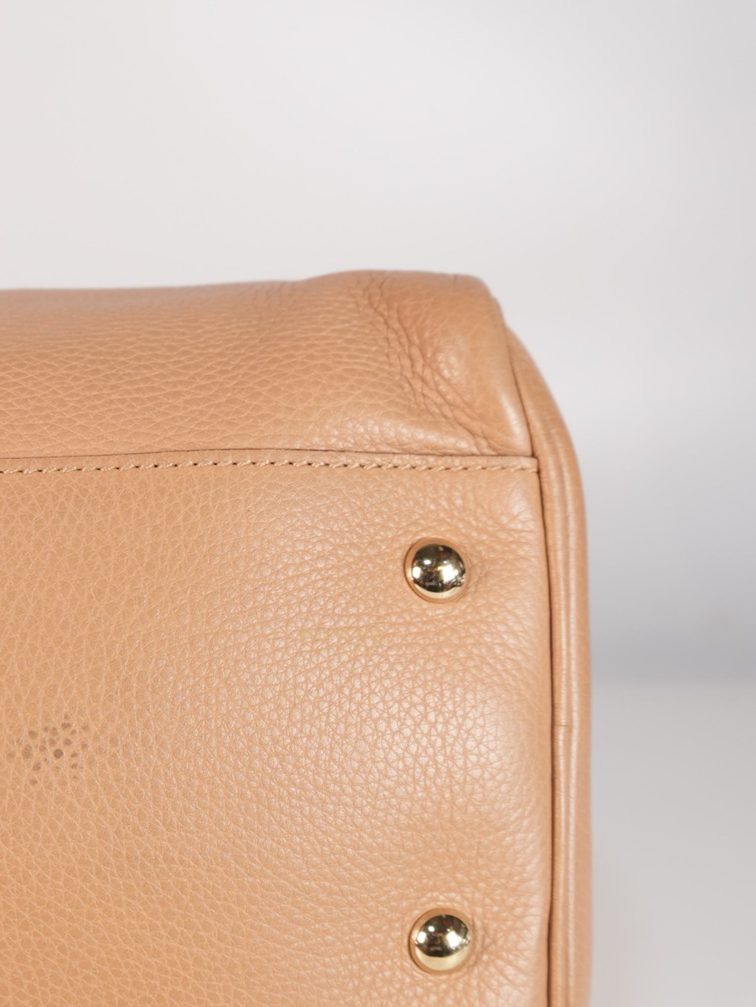 Boston Bamboo Top Handle Medium in Beige Calfskin Leather | Purse Maison Luxury Bags Shop