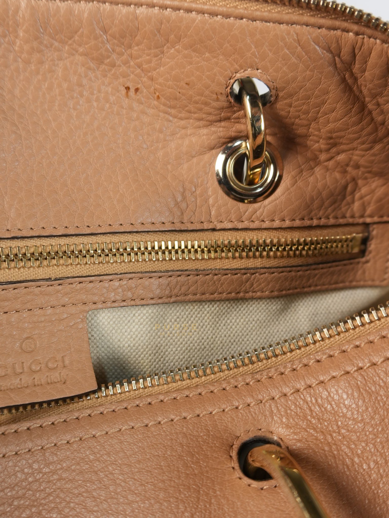 Boston Bamboo Top Handle Medium in Beige Calfskin Leather | Purse Maison Luxury Bags Shop