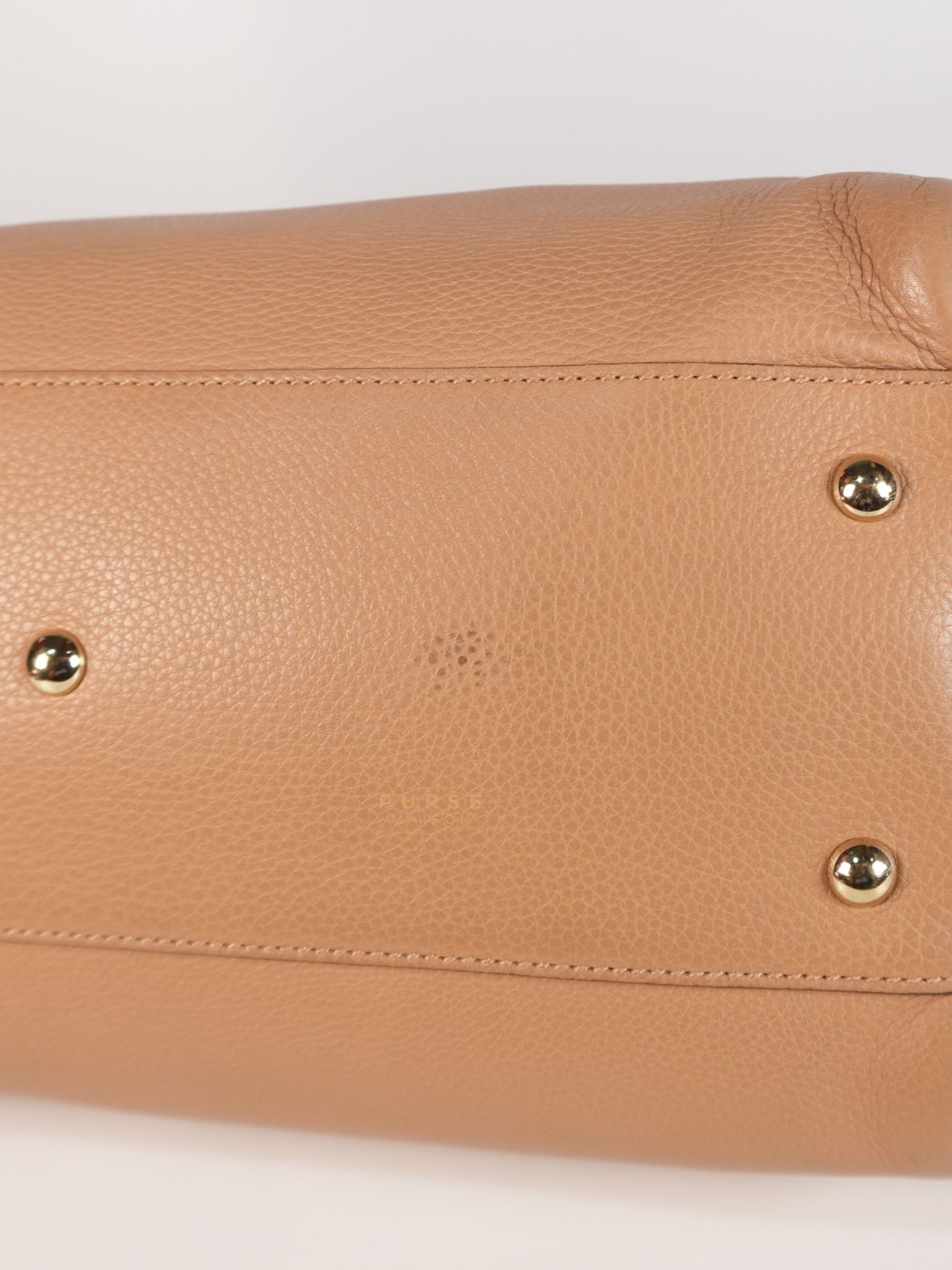 Boston Bamboo Top Handle Medium in Beige Calfskin Leather | Purse Maison Luxury Bags Shop