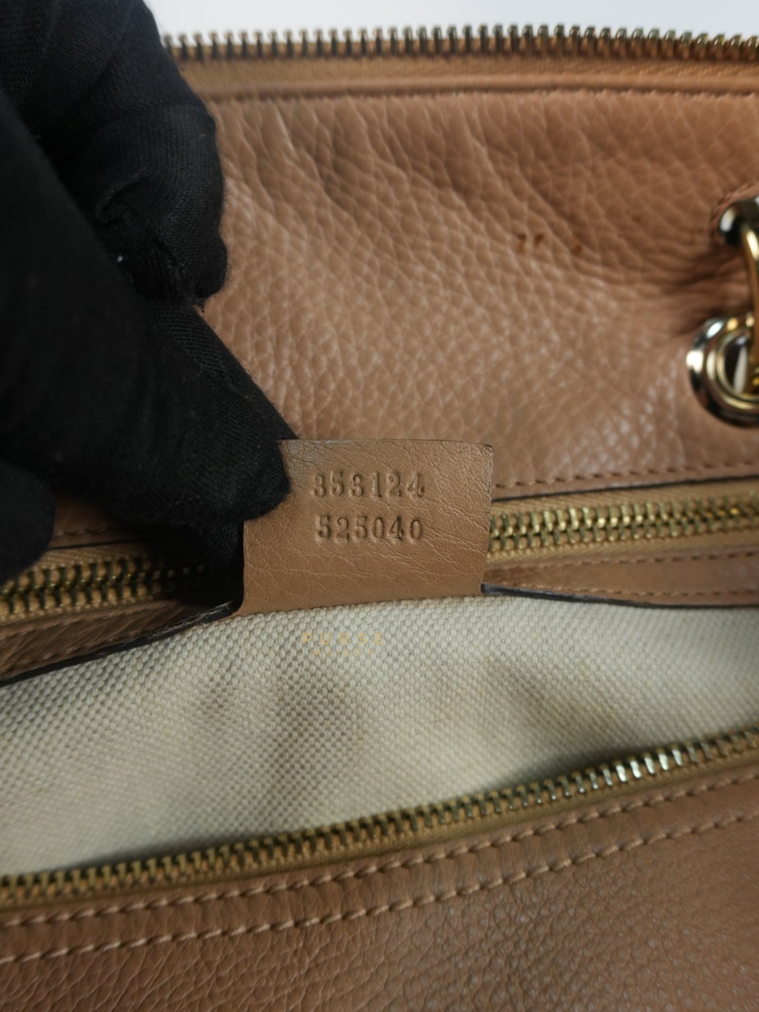 Boston Bamboo Top Handle Medium in Beige Calfskin Leather | Purse Maison Luxury Bags Shop