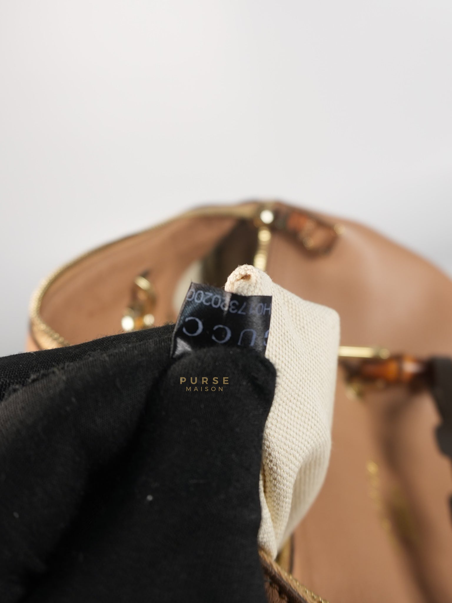 Boston Bamboo Top Handle Medium in Beige Calfskin Leather | Purse Maison Luxury Bags Shop