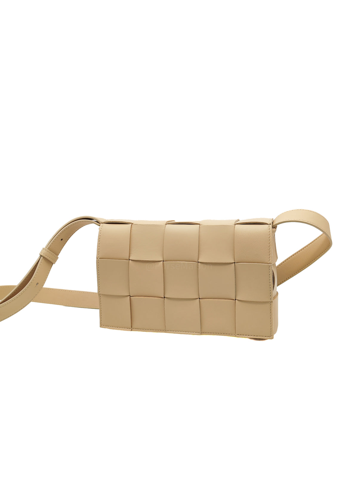 Bottega Veneta Cassette Crossbody Bag in Beige Calfskin Nappa Leather and Gold Hardware | Purse Maison Luxury Bags Shop